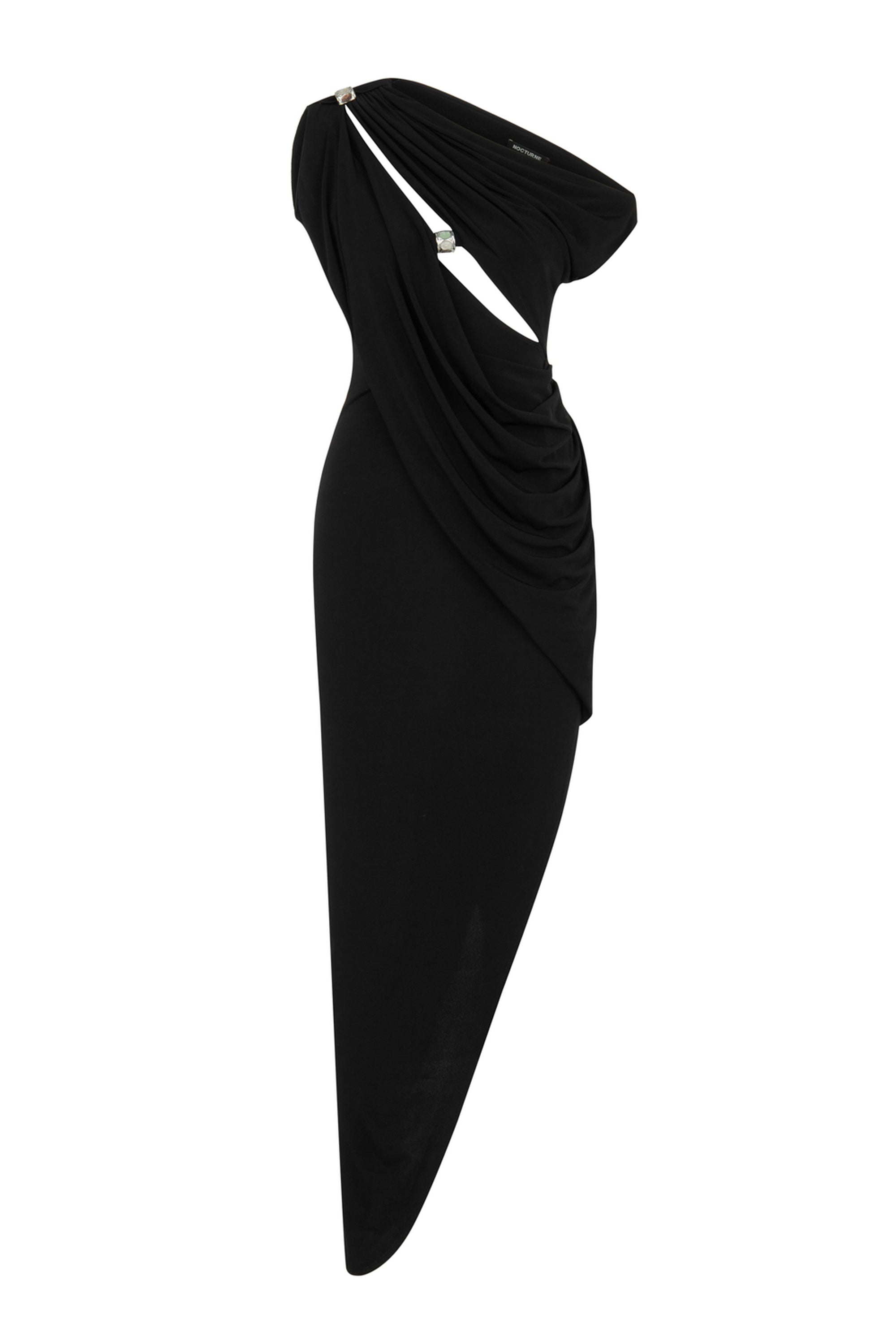 Black Accessory Detailed Midi Dress