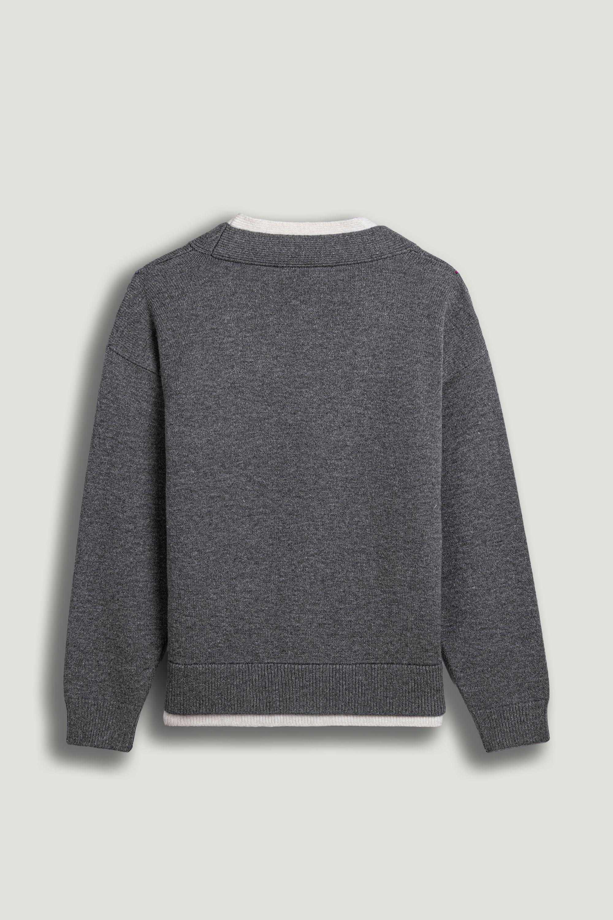 Crystal-Button V-Neck Cardigan