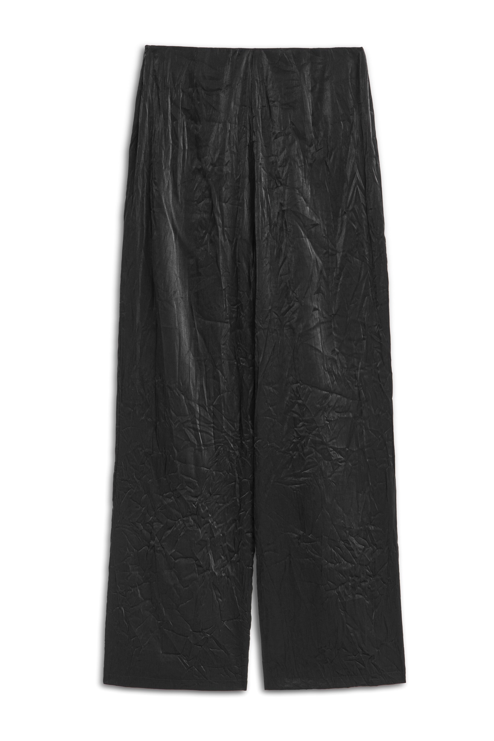 Black Wrinkled Look Trousers