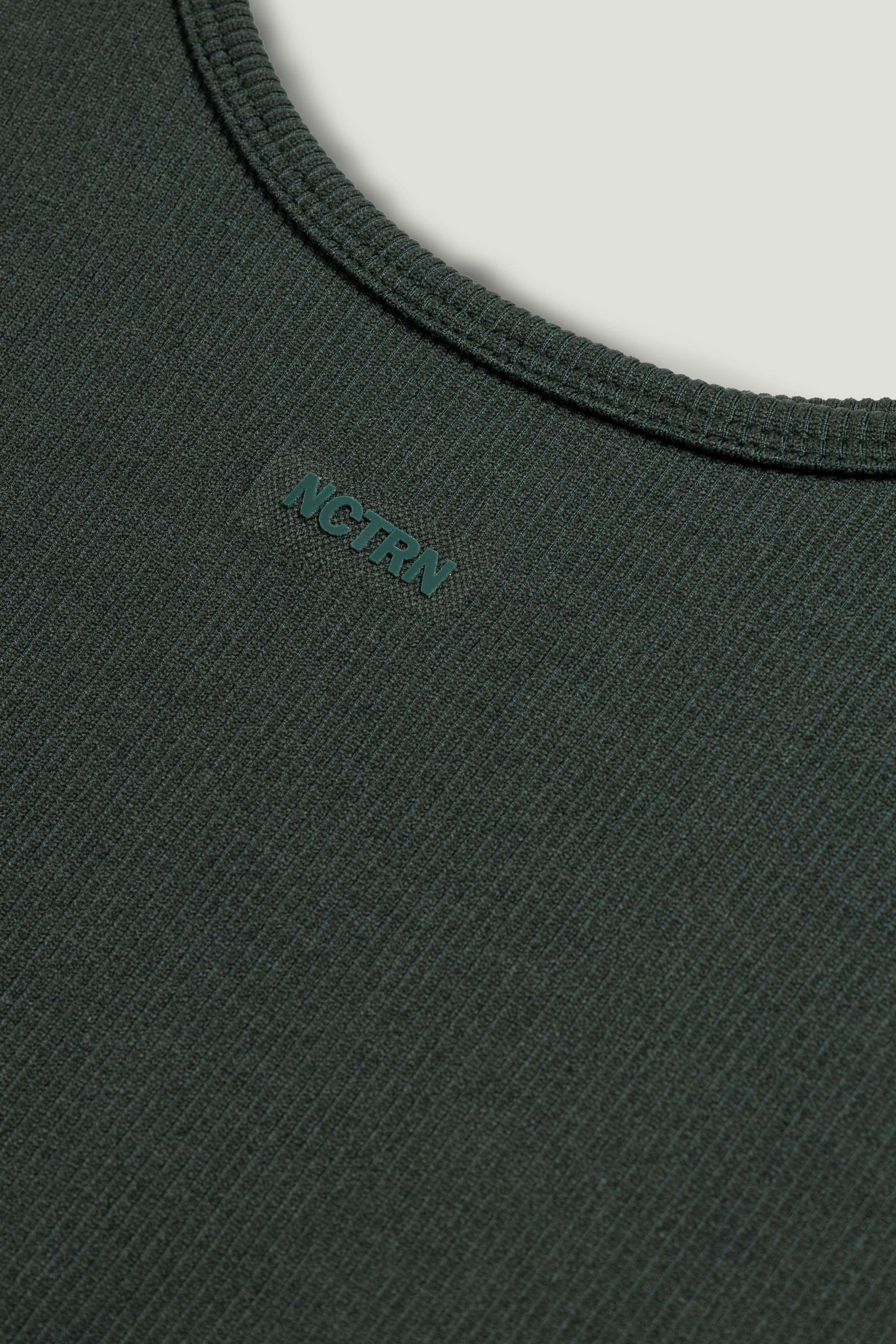 Dark Green Printed Sleeveless Crop Top