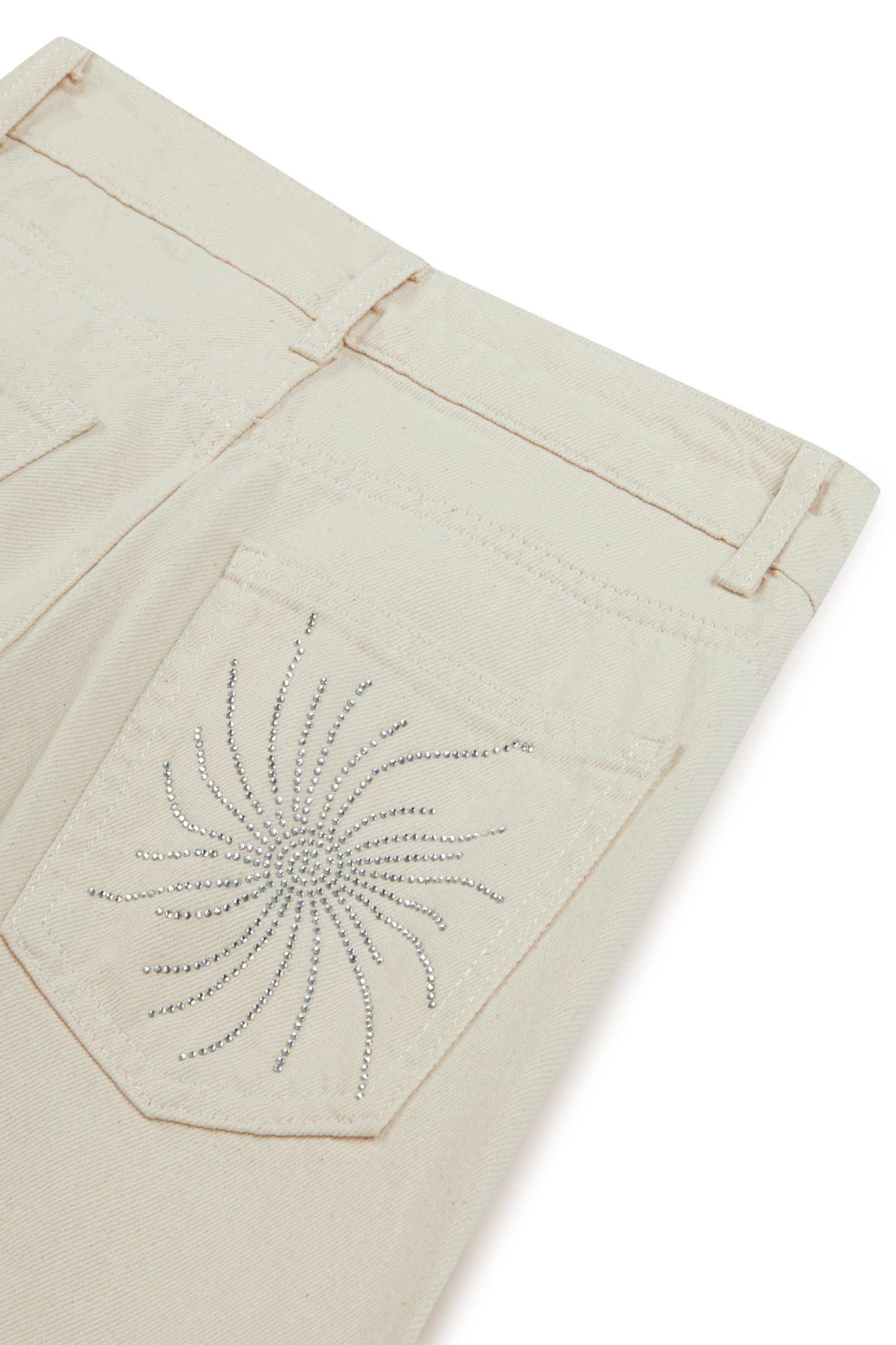 Ecru Stone Detailed Wide Leg Jeans