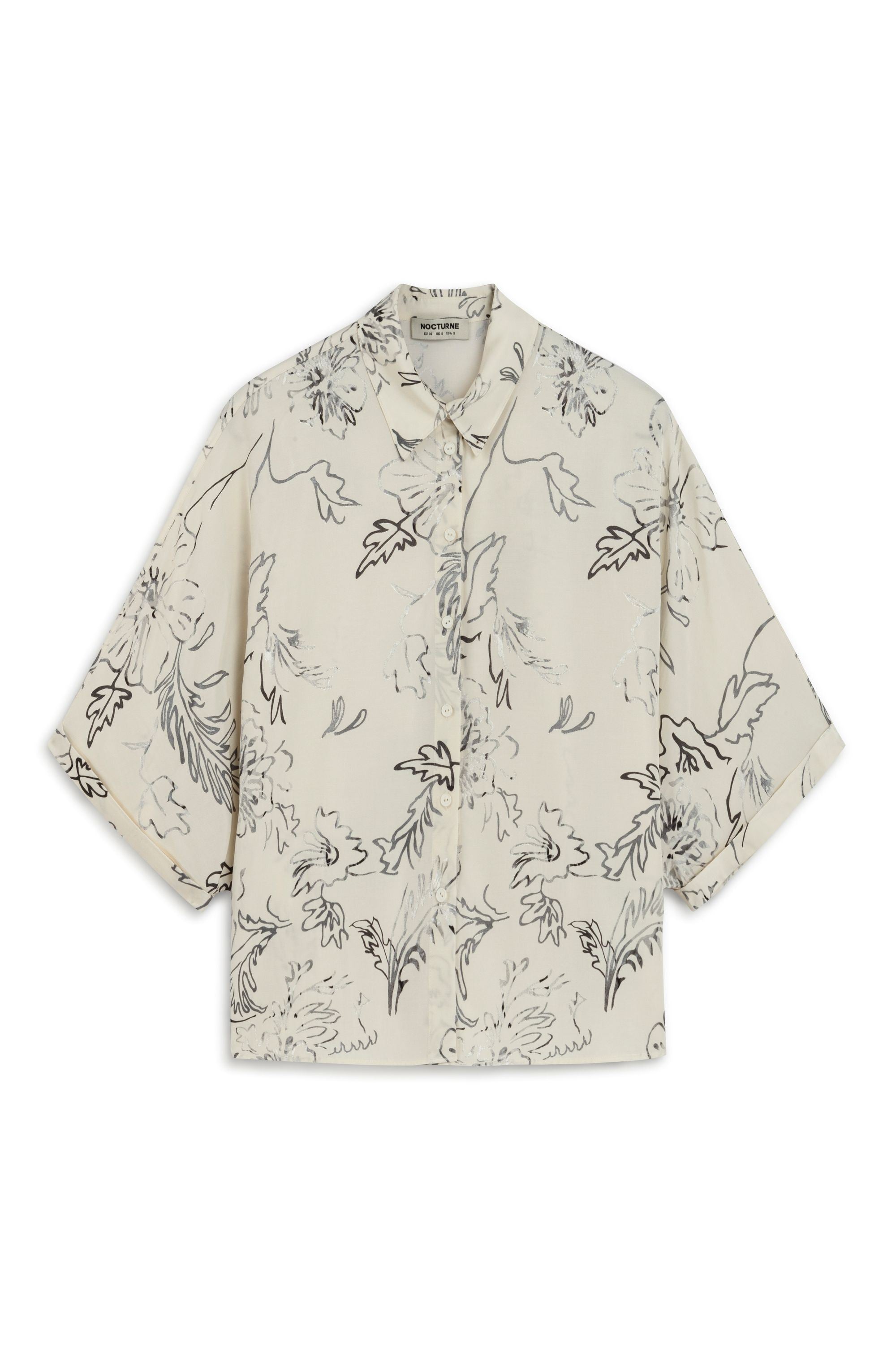 White Floral Flowy Patterned Shirt