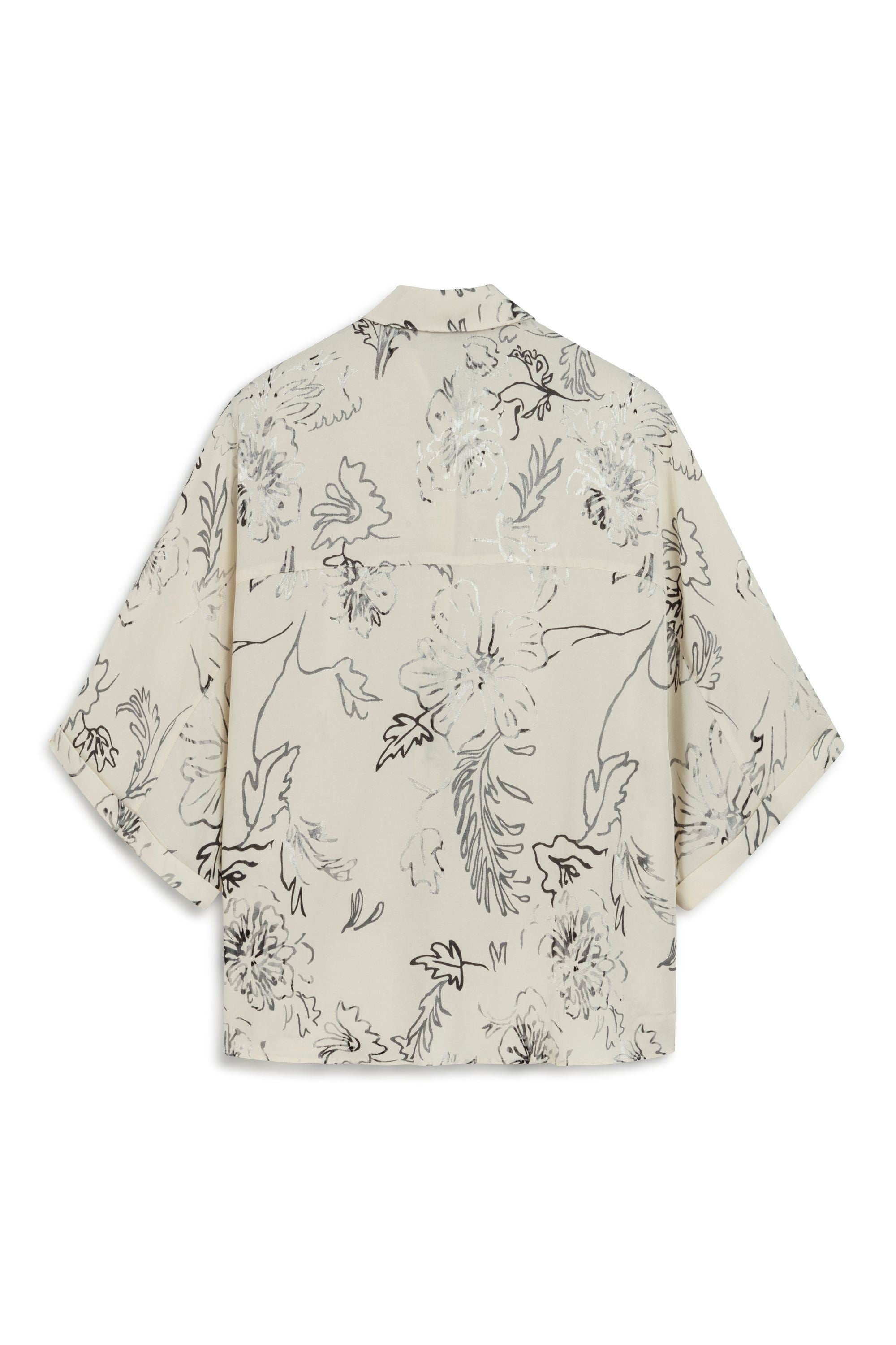 White Floral Flowy Patterned Shirt