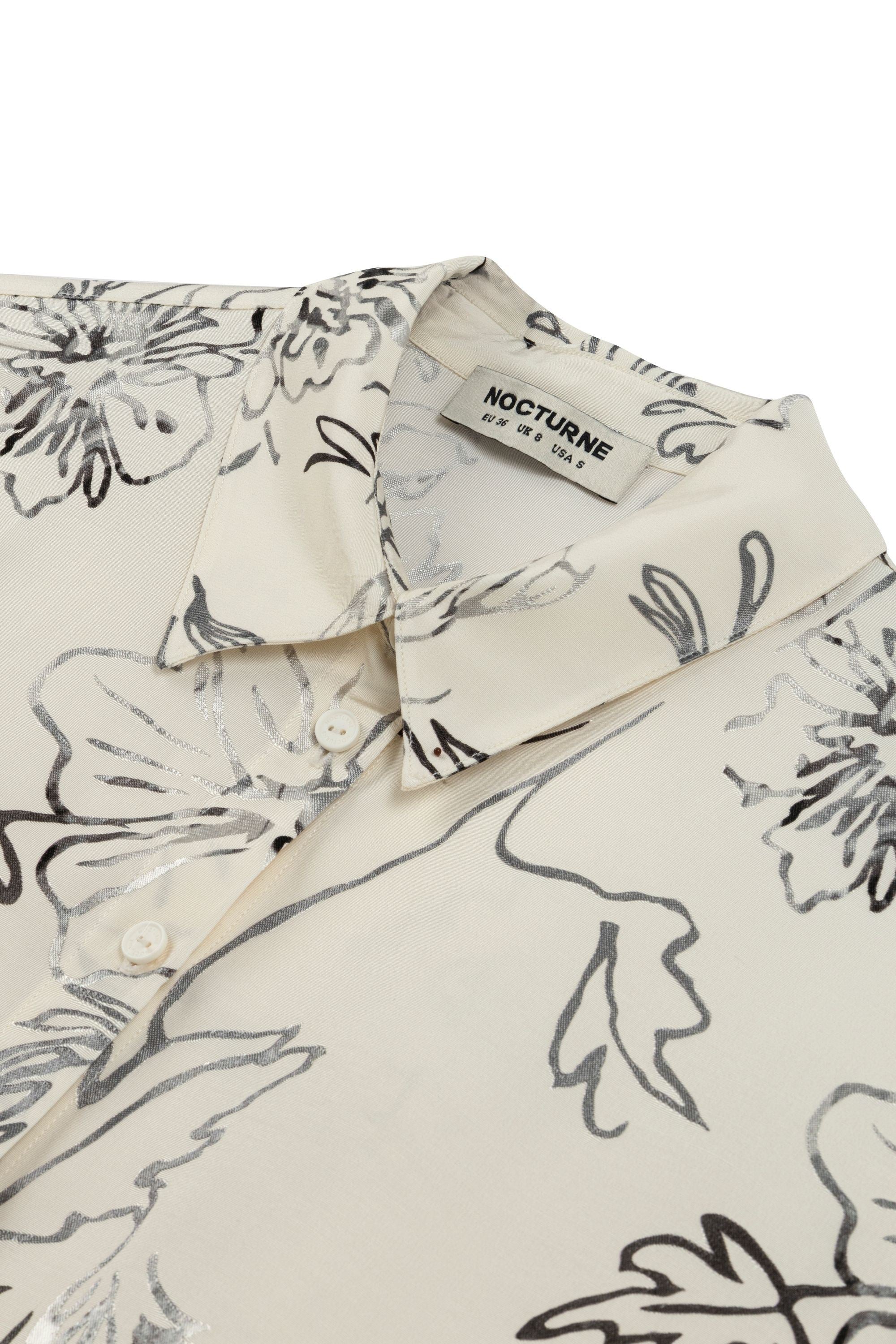 White Floral Flowy Patterned Shirt