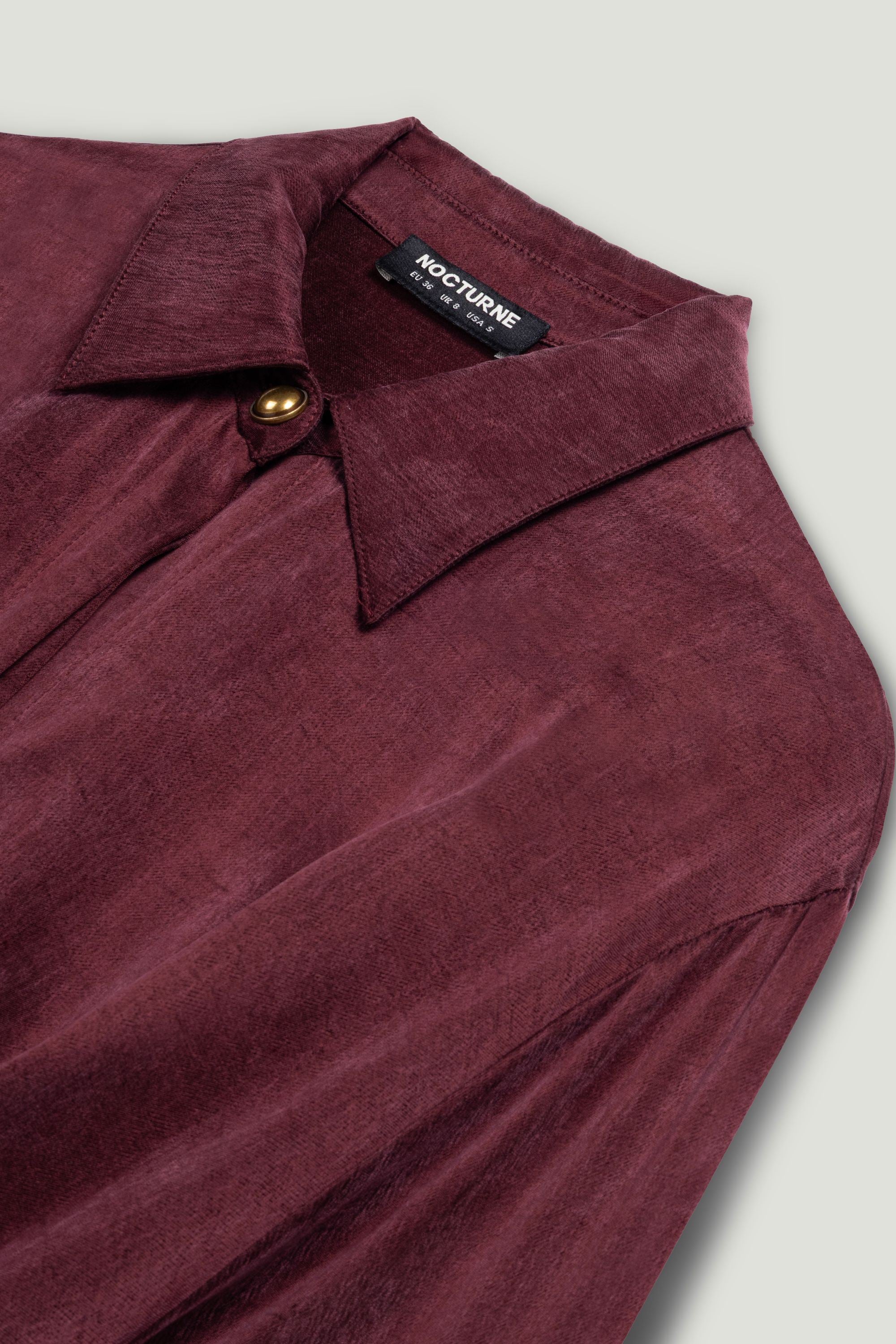 Belted Draped Shirt-Collar Maxi Dress