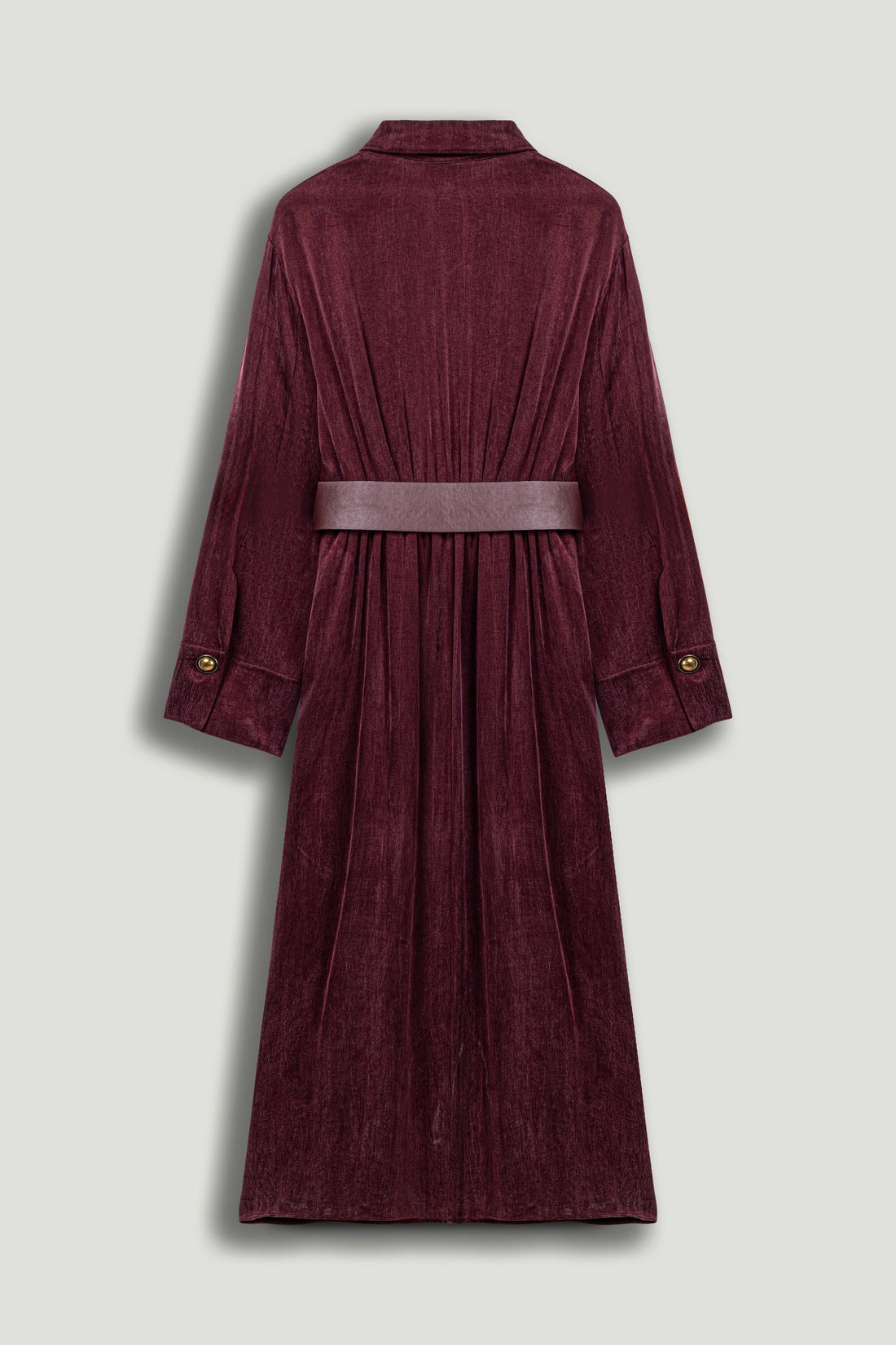 Belted Draped Collar Maxi Dress