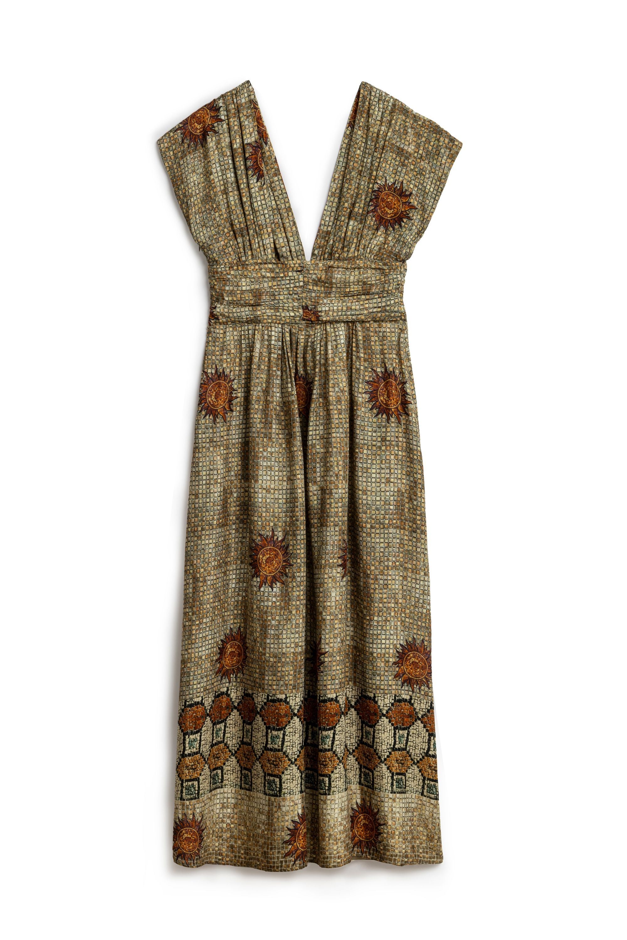 Patterned V-Neck Maxi Dress