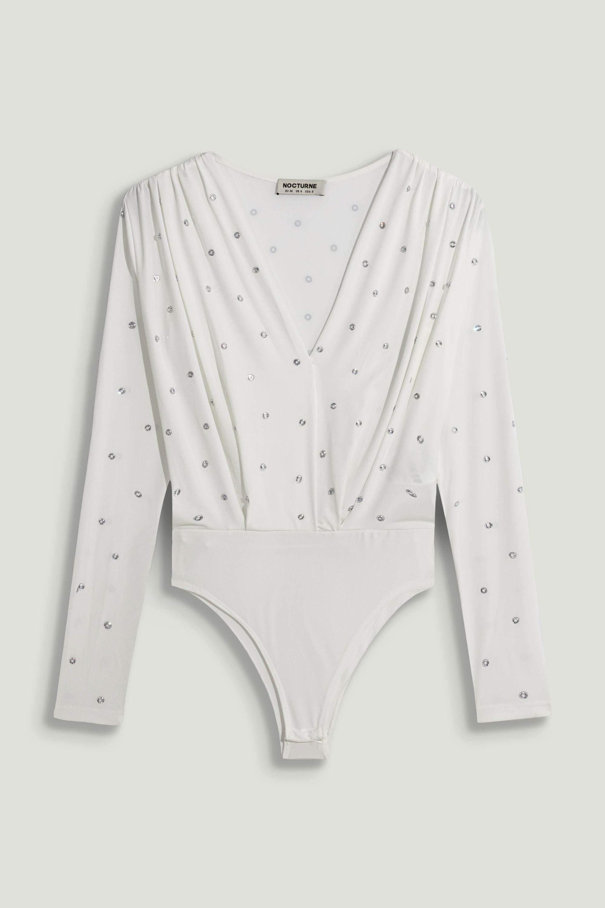 Embellished V-Neck Long-Sleeve Bodysuit