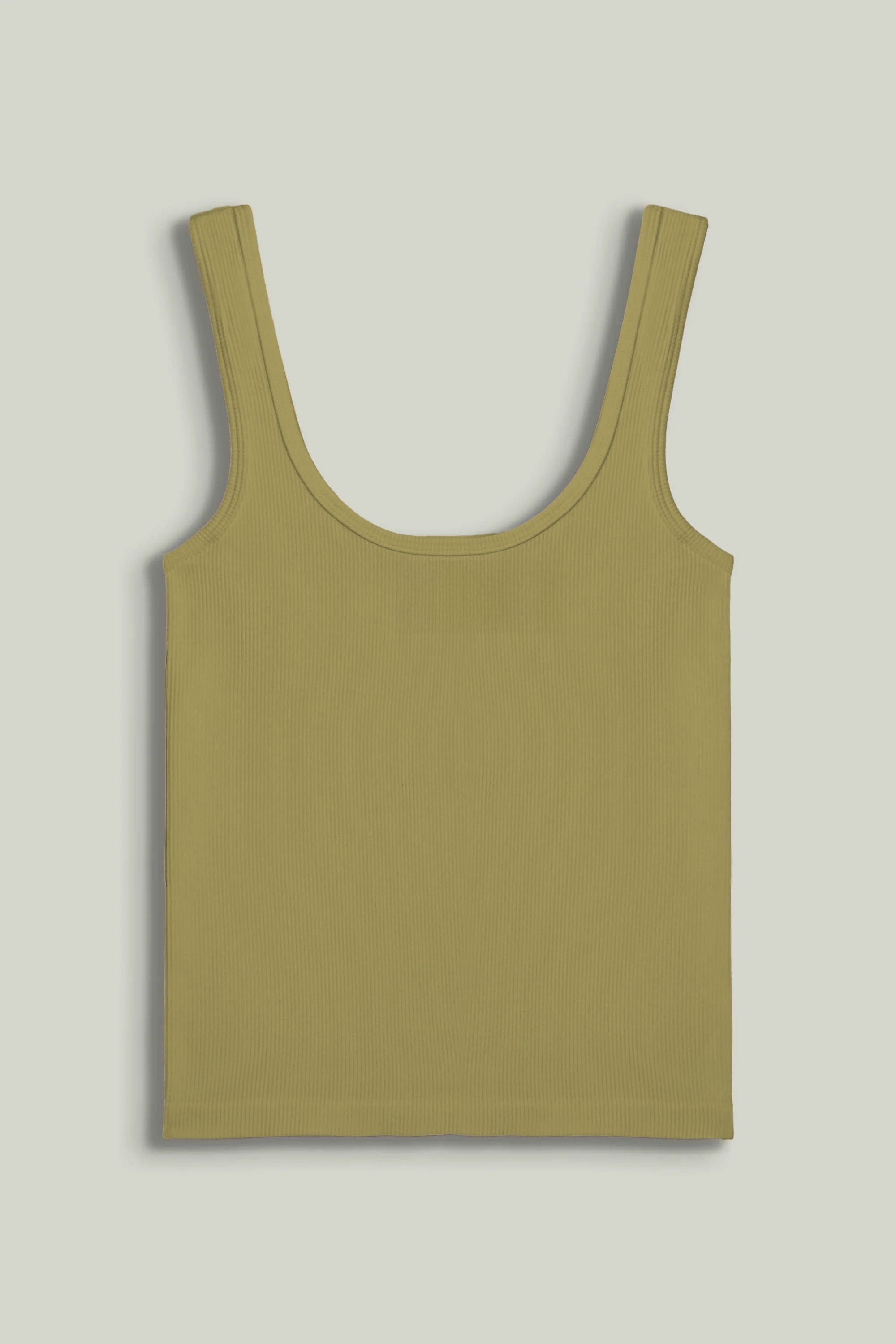 Khaki Printed Sleeveless Crop Top