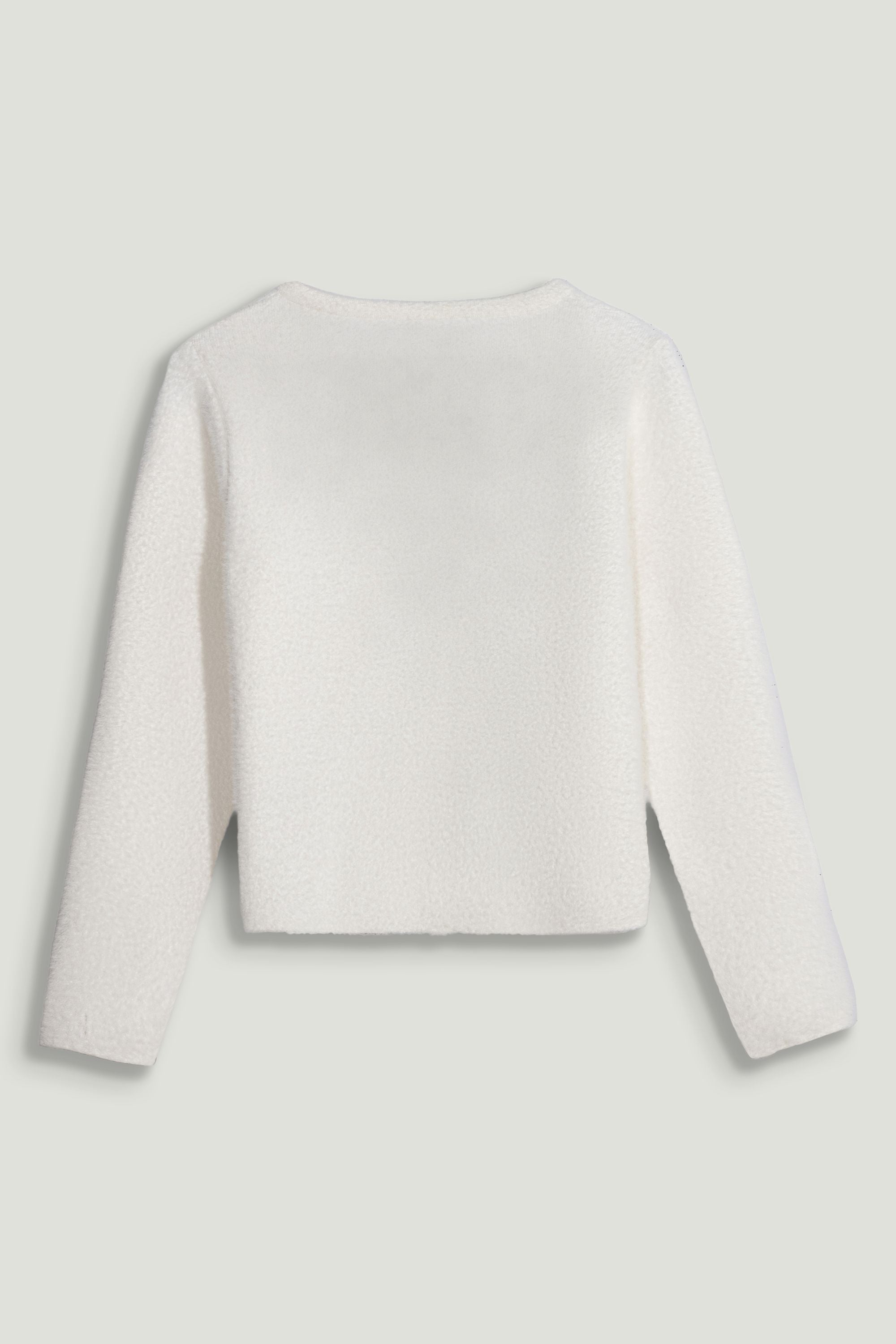 Cropped Pearl-Button Crewneck Cardigan