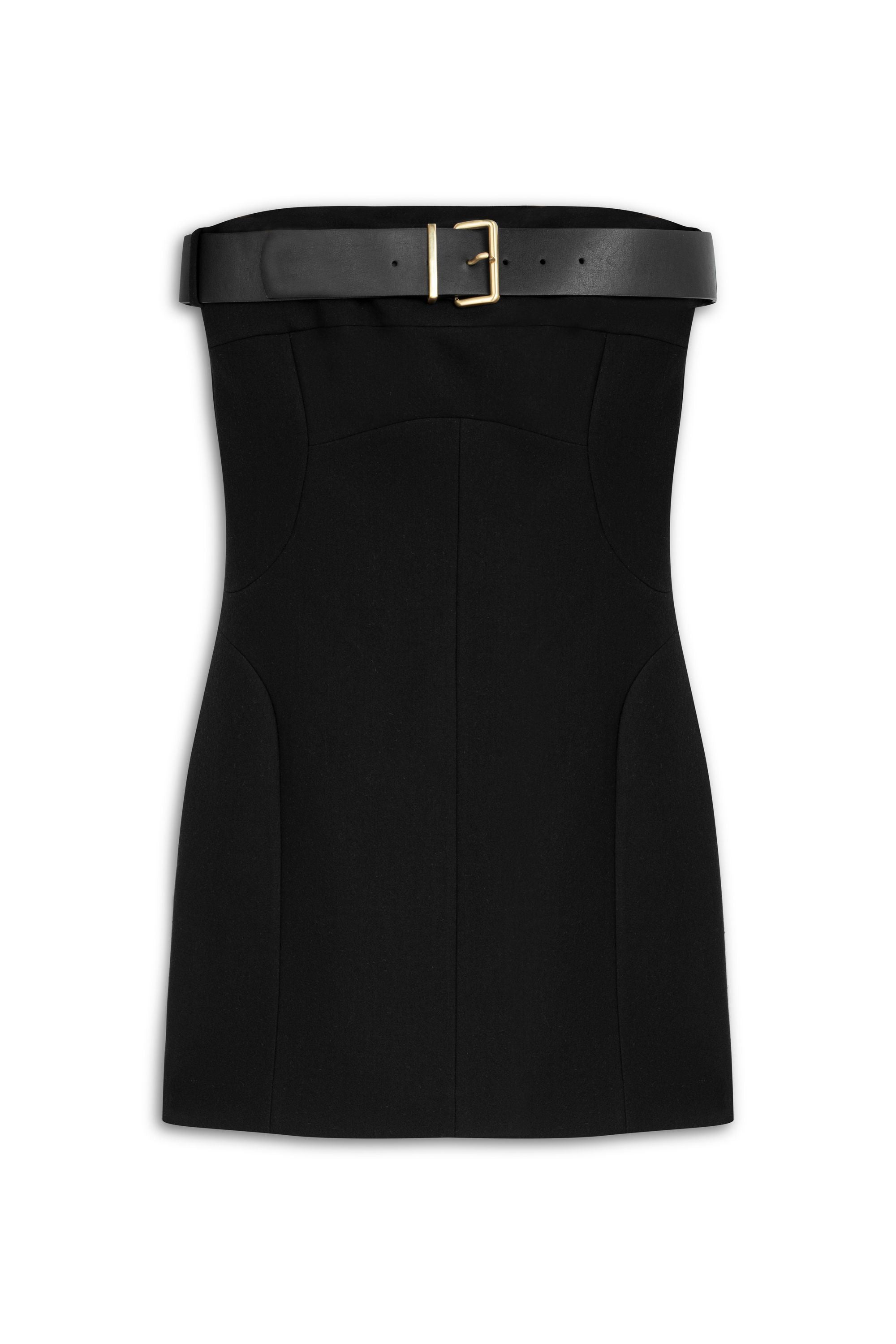 Black Belt Detailed Mini Dress