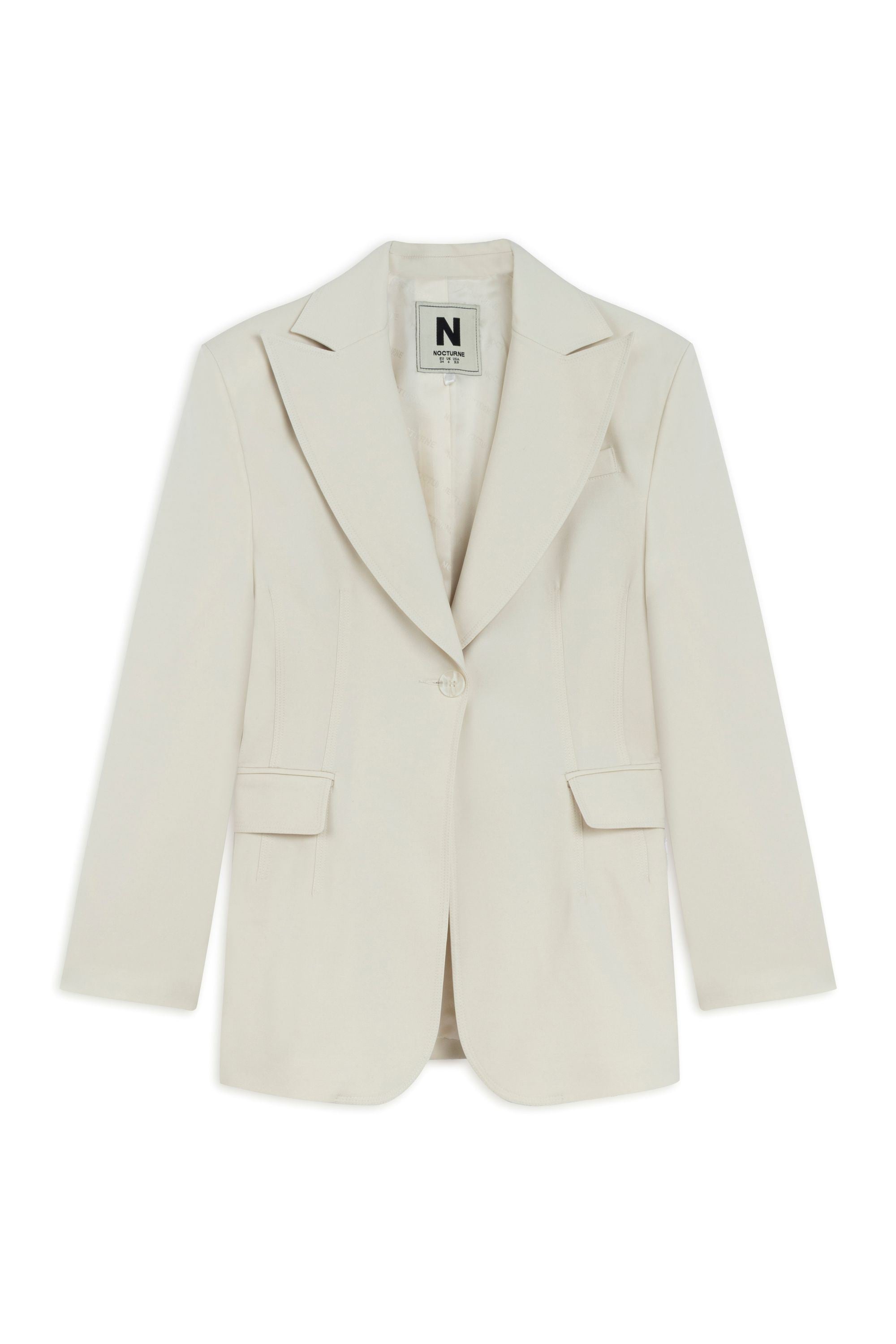 Beige Padded Blazer Jacket
