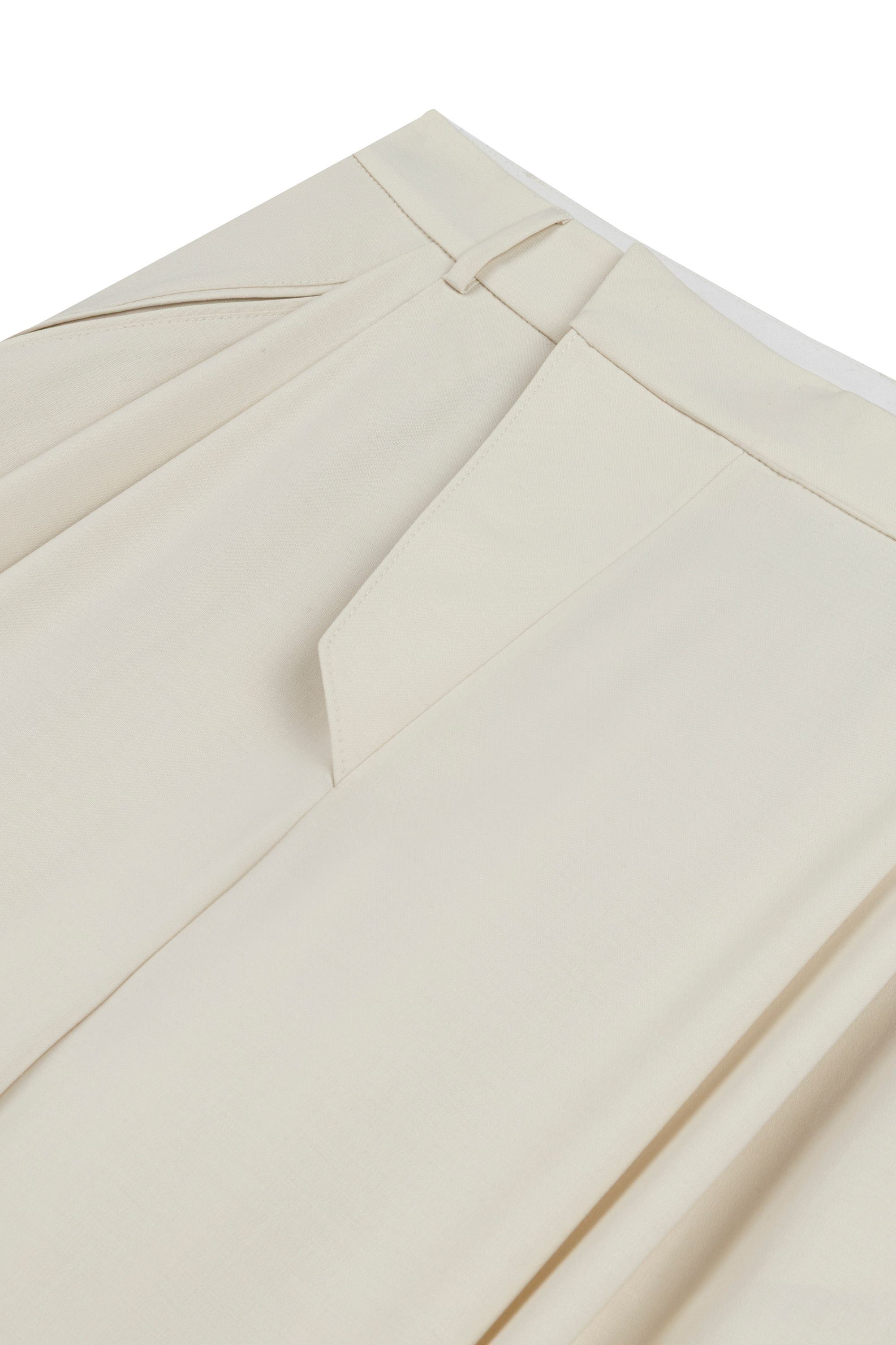 Beige Asymmetric Placket Detail Trousers