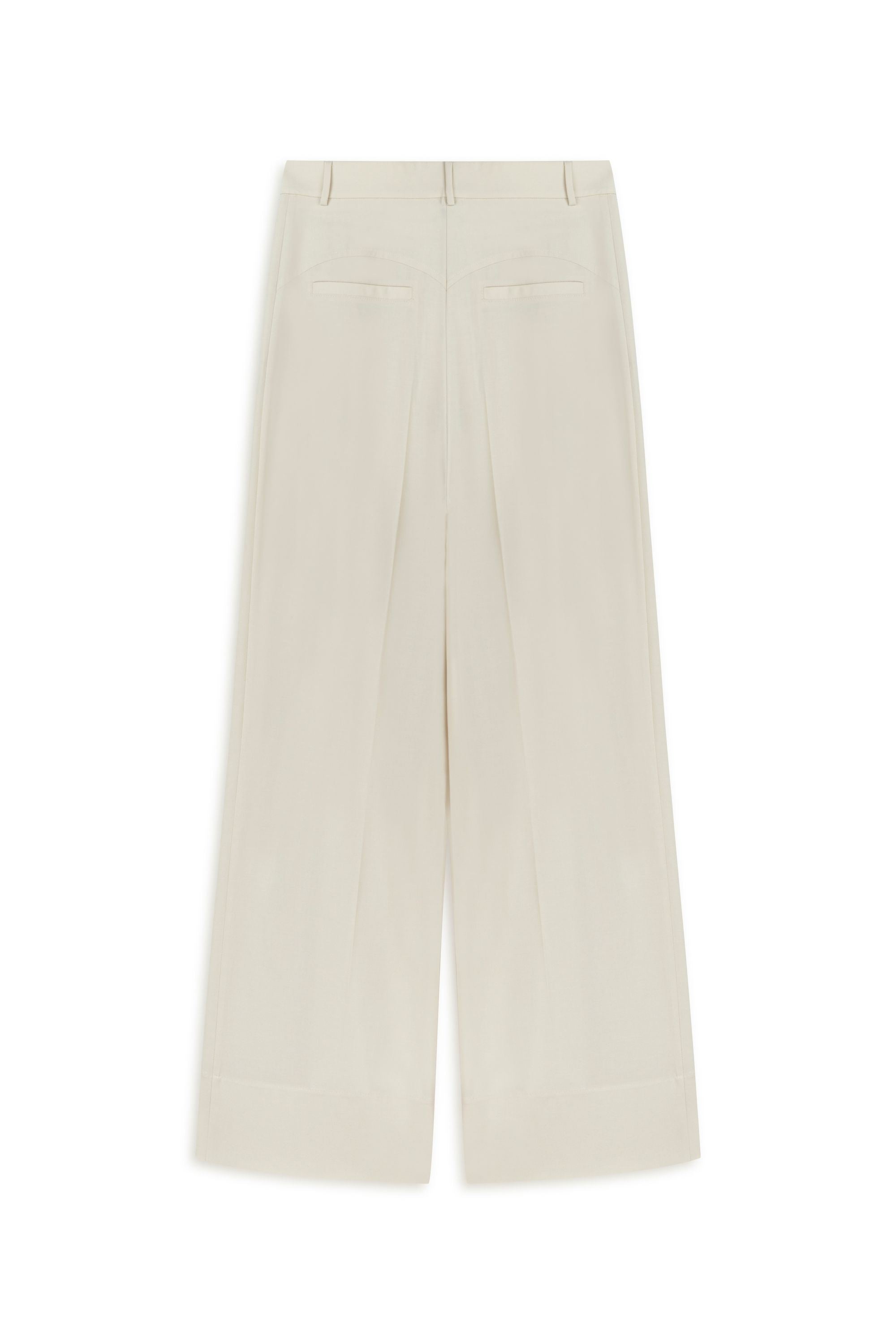 Beige Asymmetric Placket Detail Trousers