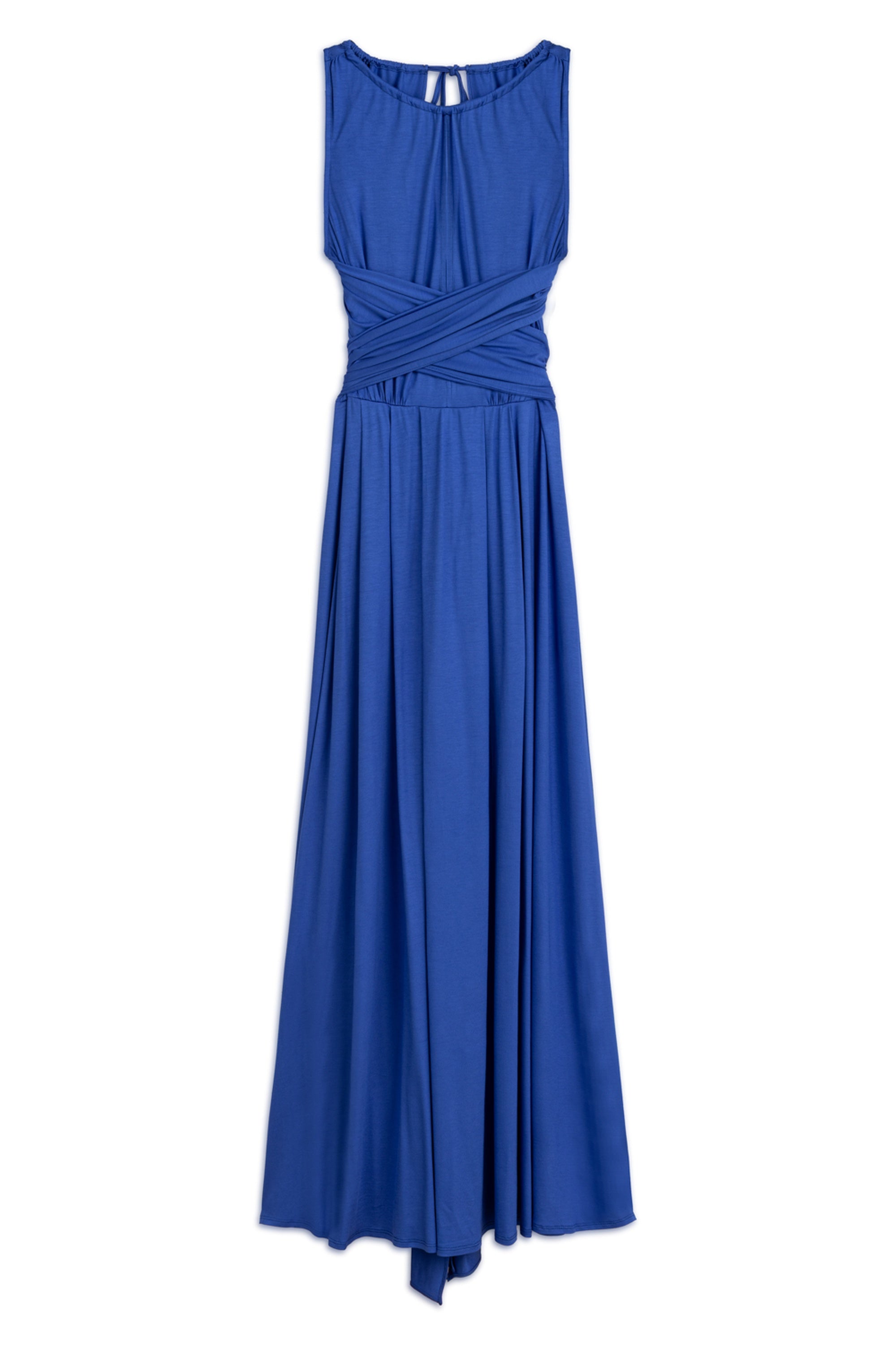 Blue Maxi Dress with Belt Detail