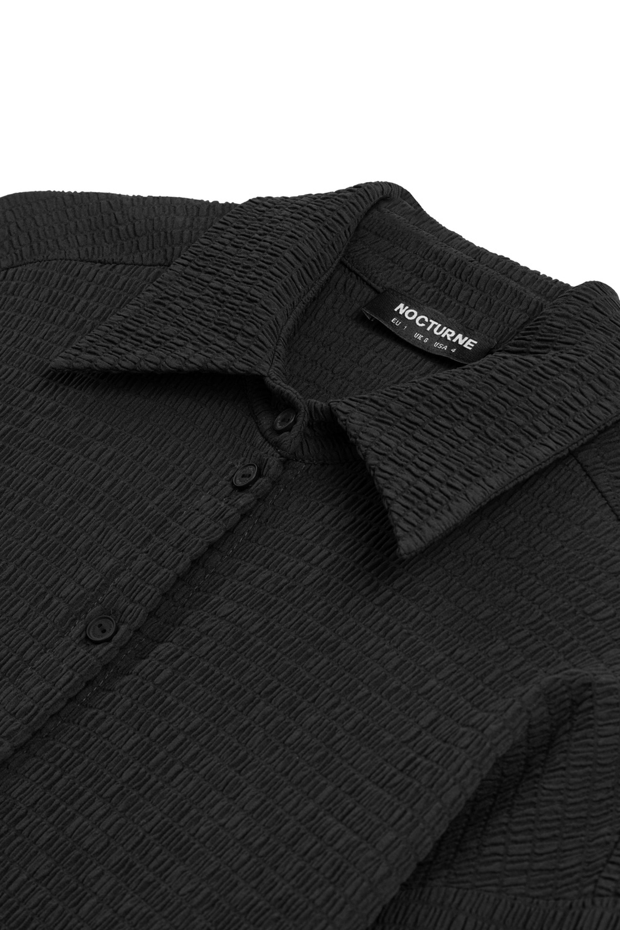 Black Crumpled Fabric Draped Shirt