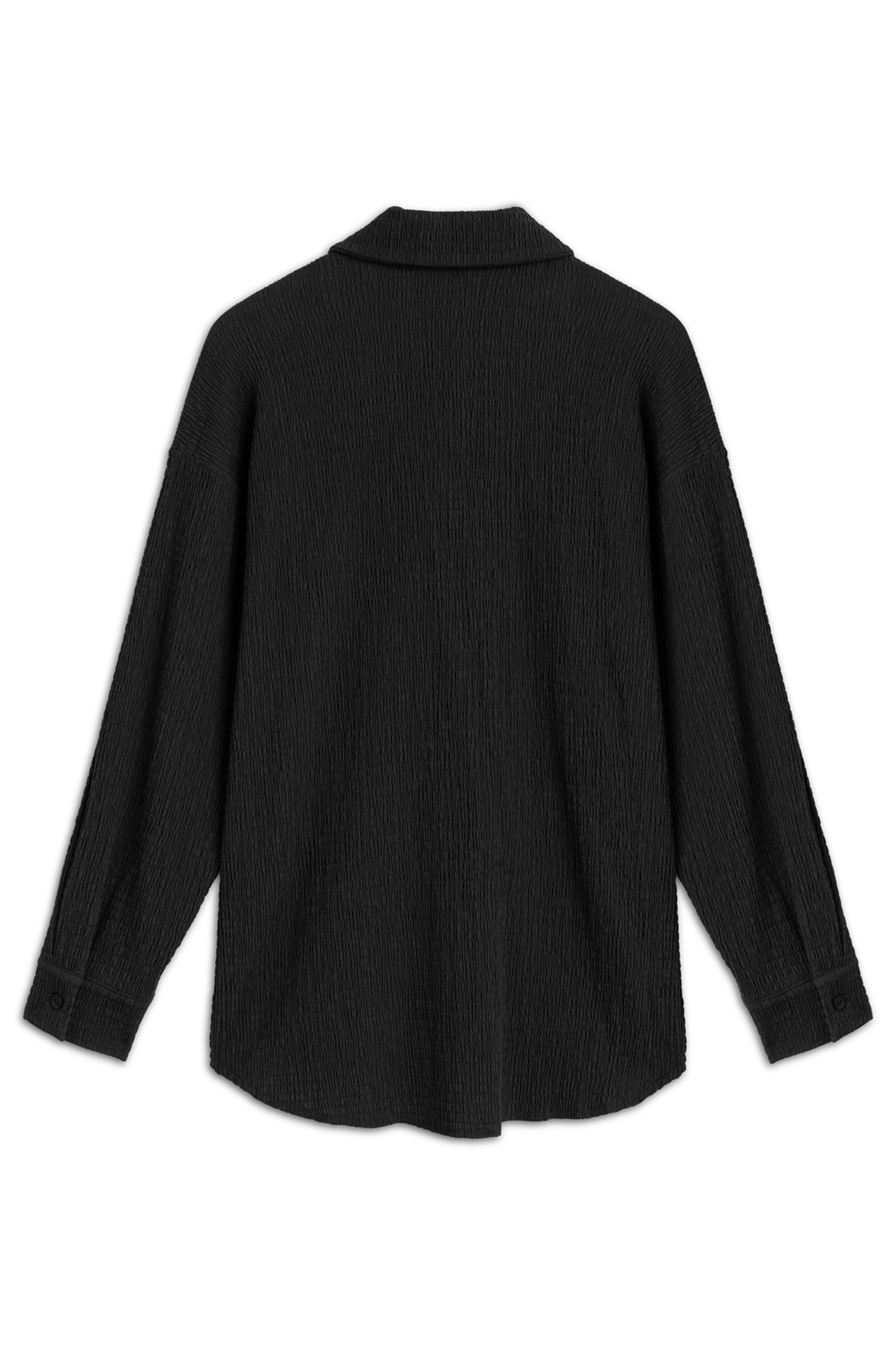 Black Crumpled Fabric Draped Shirt