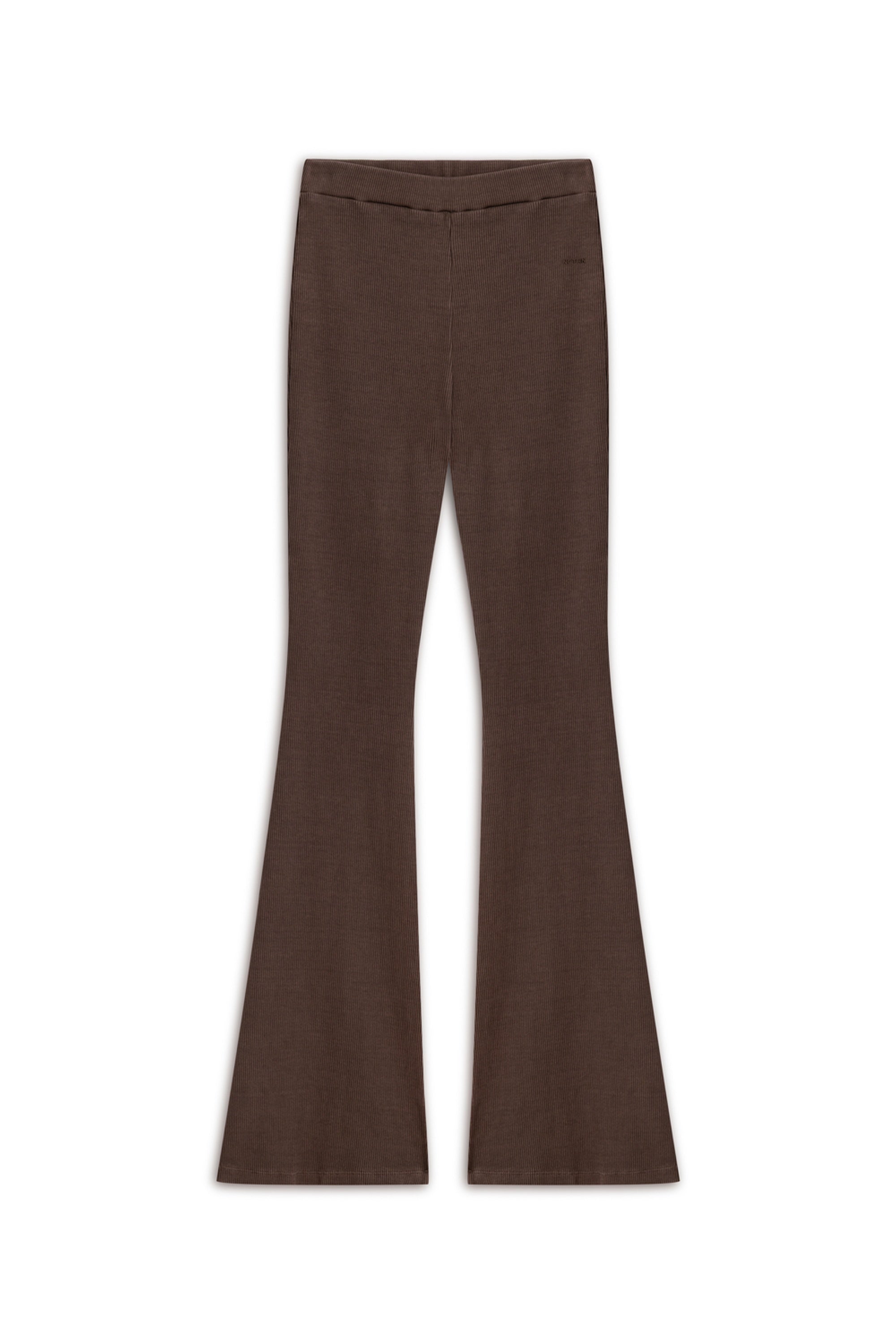Brown Ribbed Flared Trousers