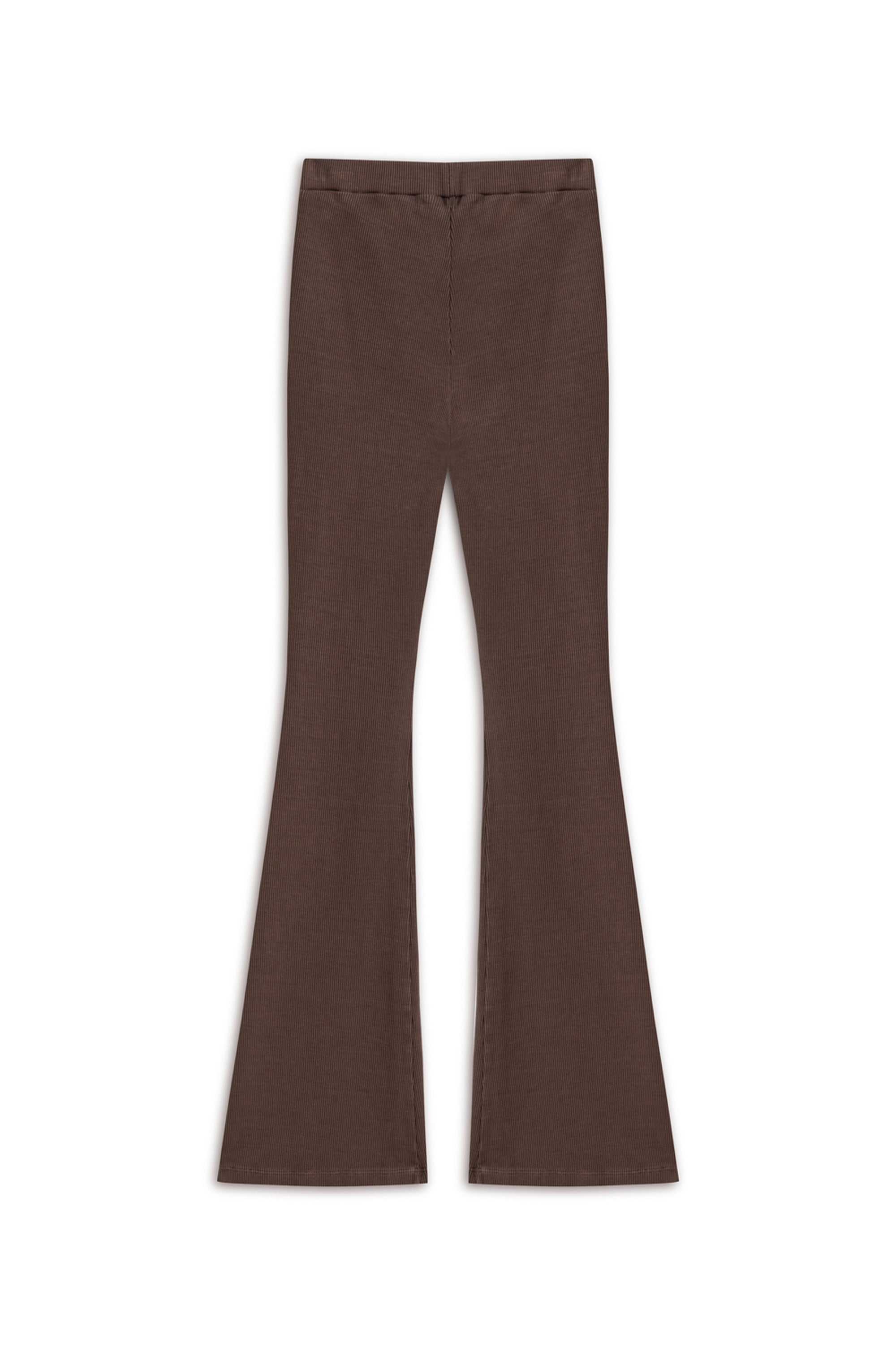 Brown Ribbed Flared Trousers