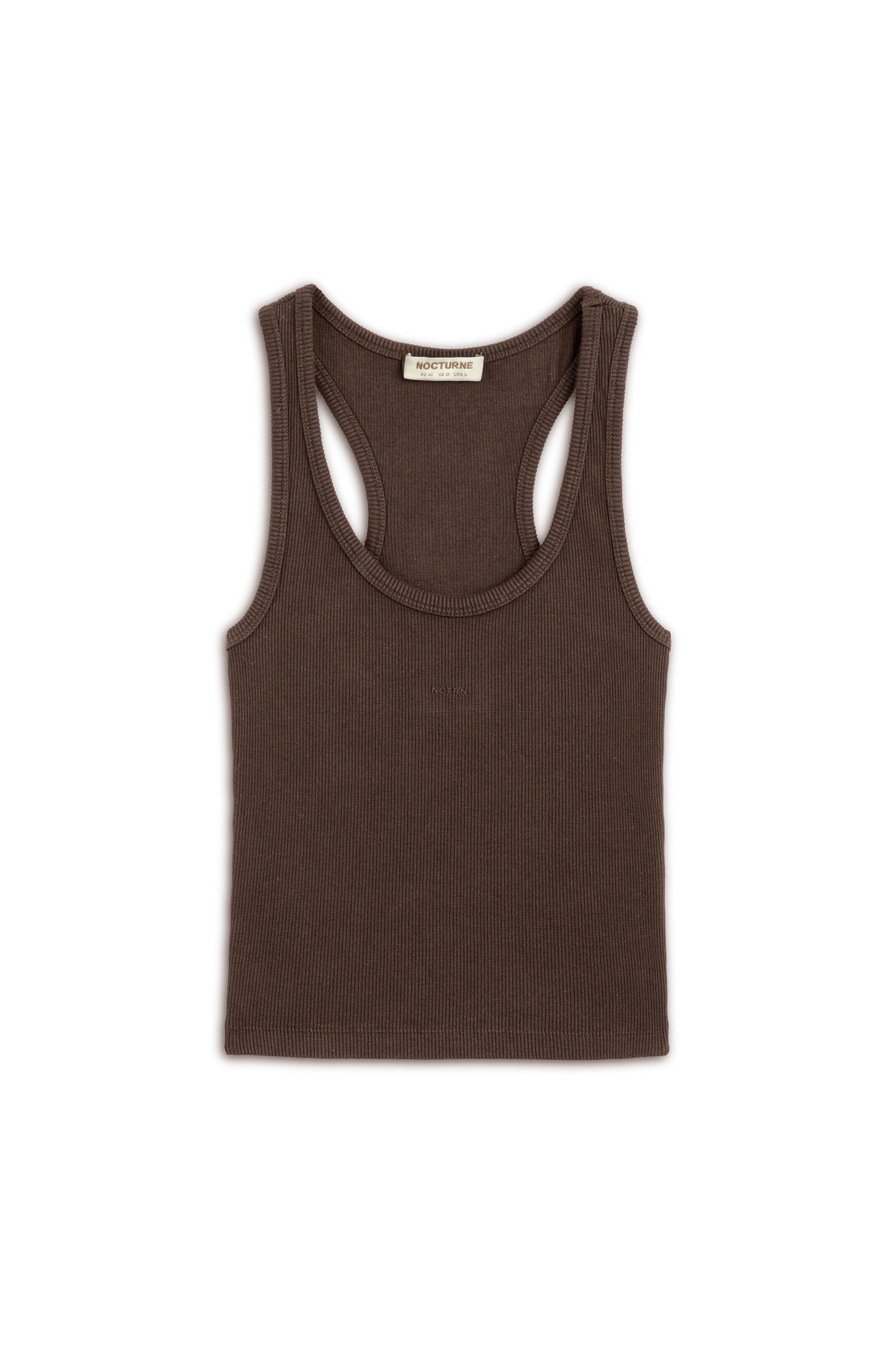 Brown Ribbed Crop Top