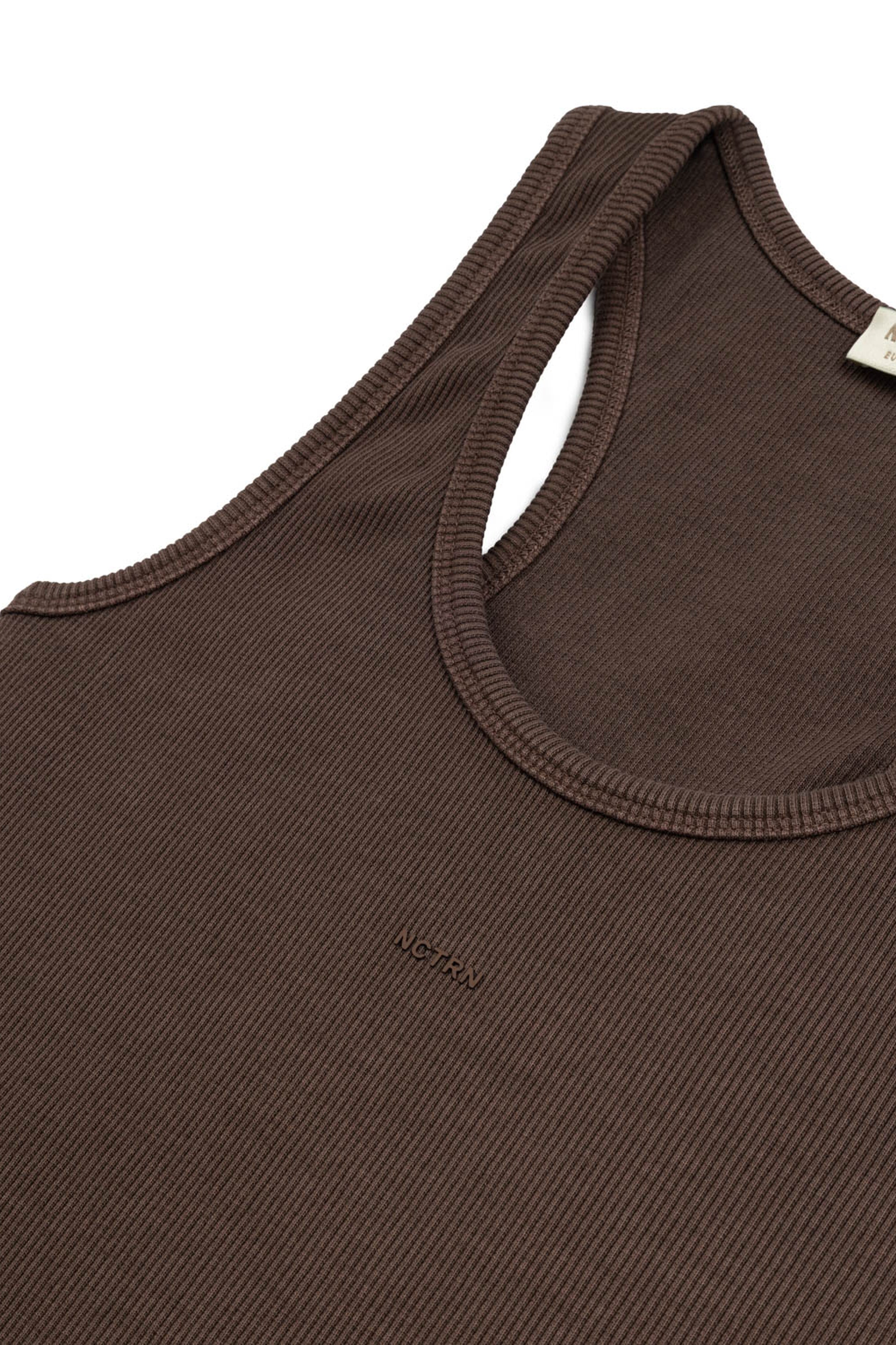Brown Ribbed Crop Top