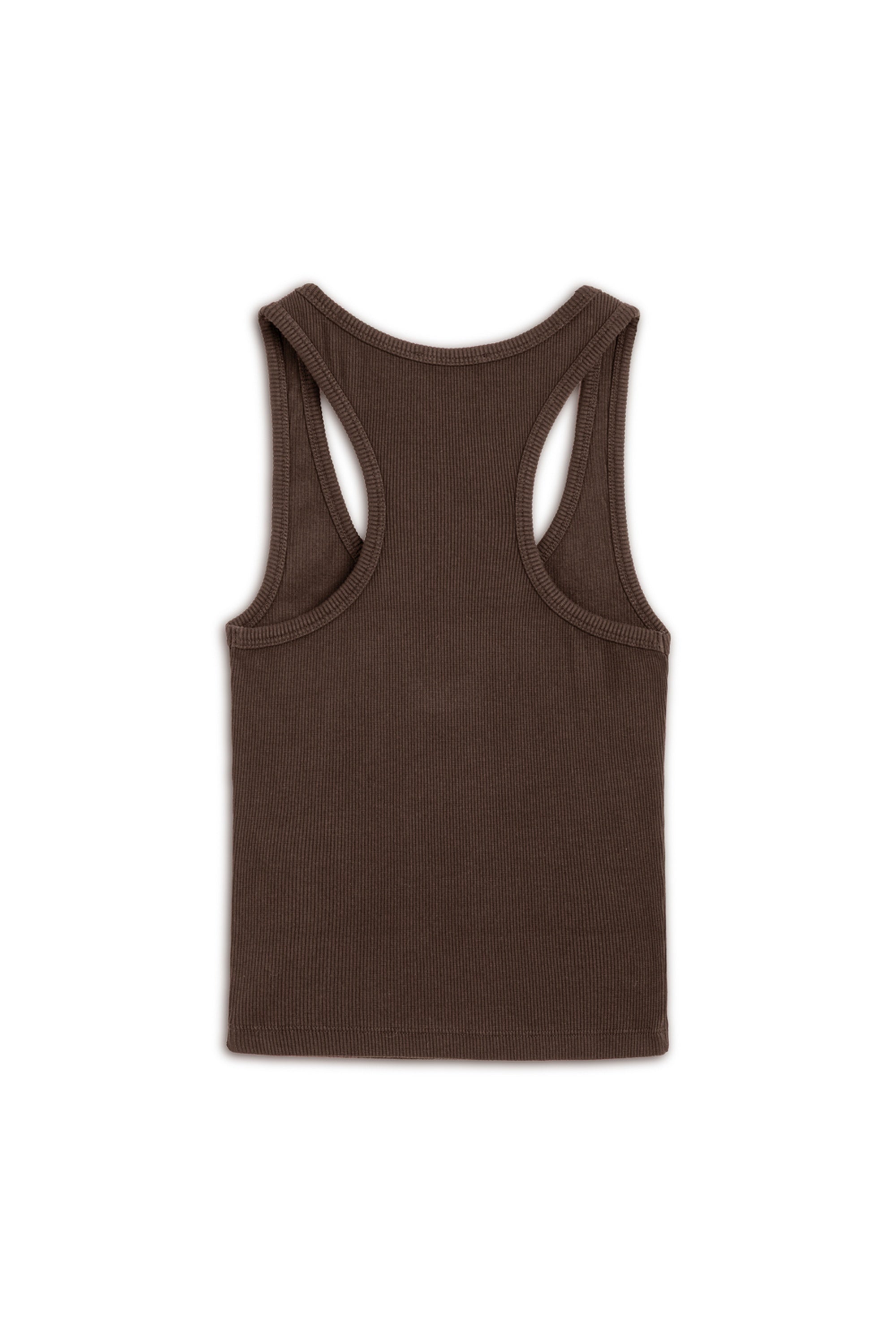Brown Ribbed Crop Top