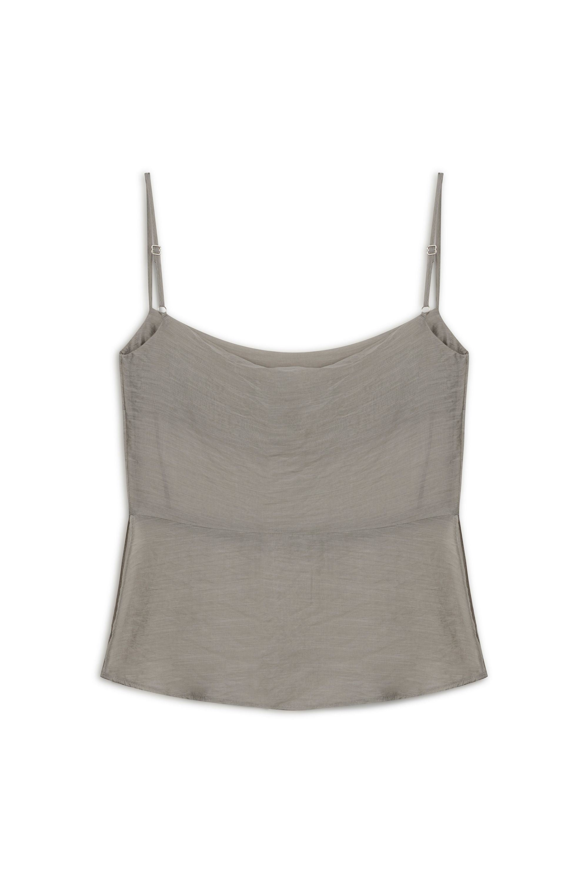 Grey Slit Strappy Blouse