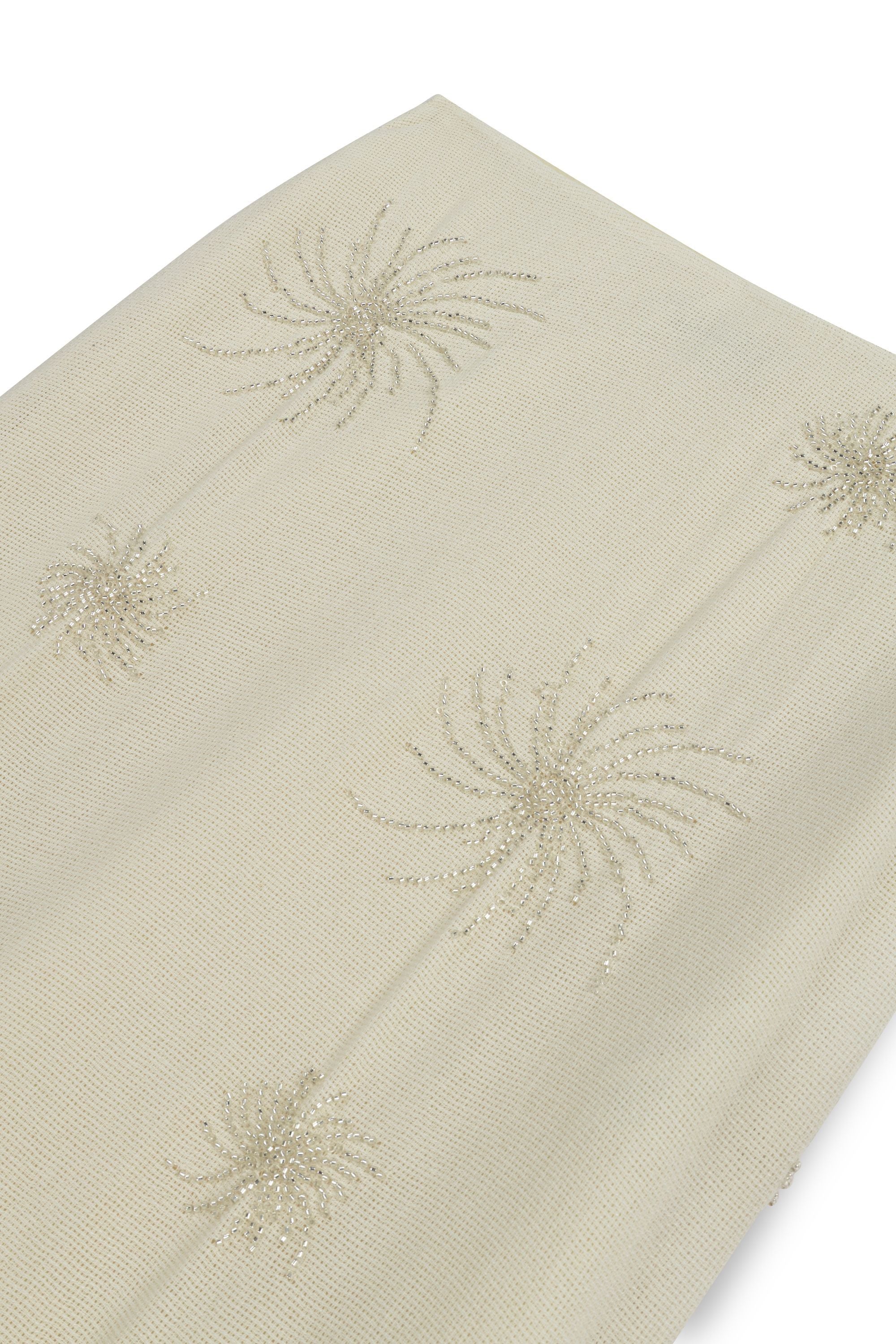 White Beaded Embroidered Midi Skirt