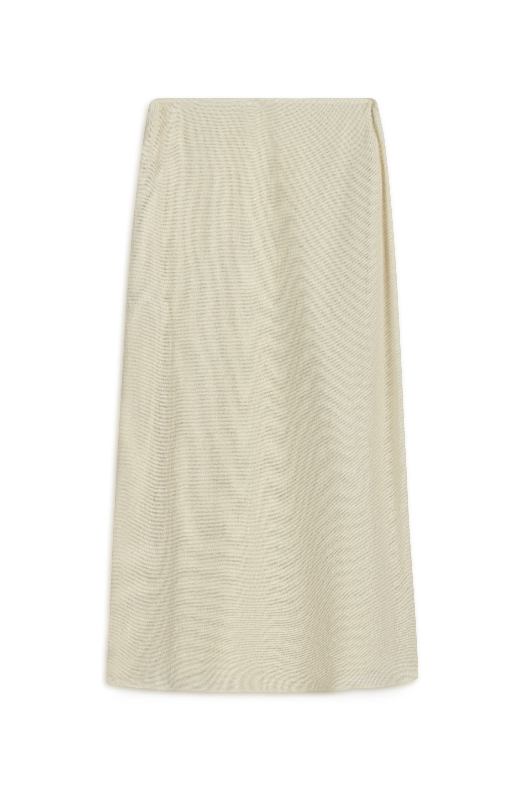 White Beaded Embroidered Midi Skirt