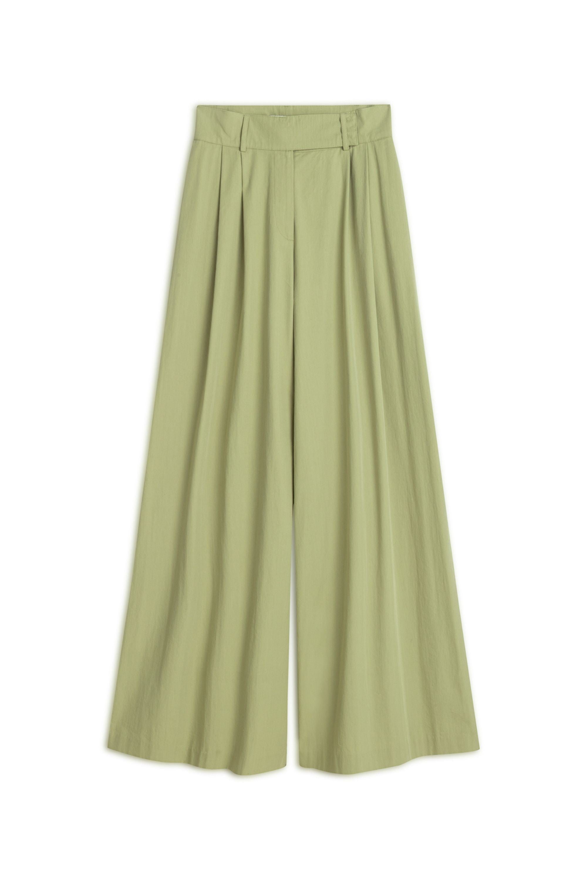 Khaki Double Pleated Trousers