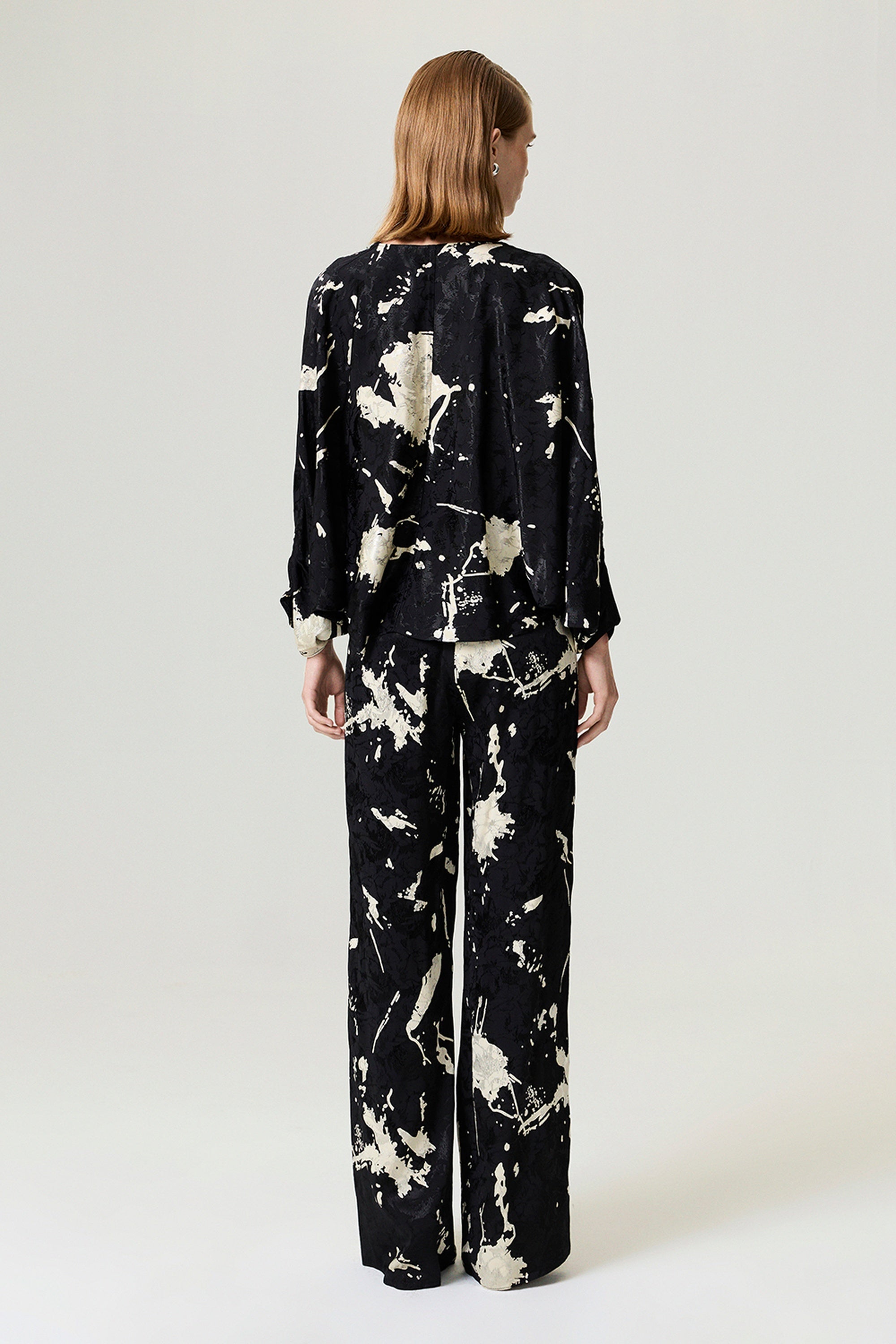 Abstract Print Jacquard Blouse