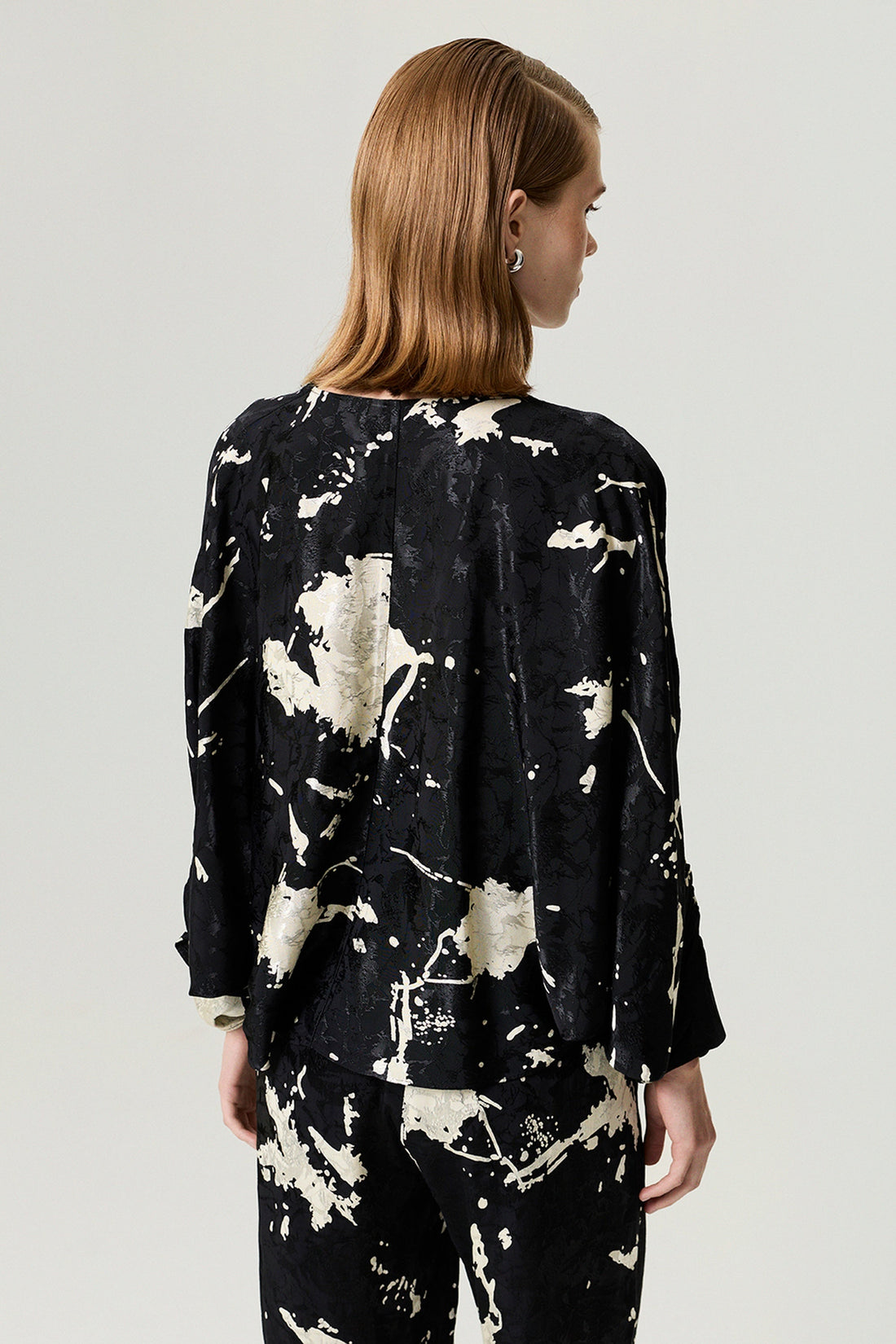 Abstract Print Jacquard Blouse