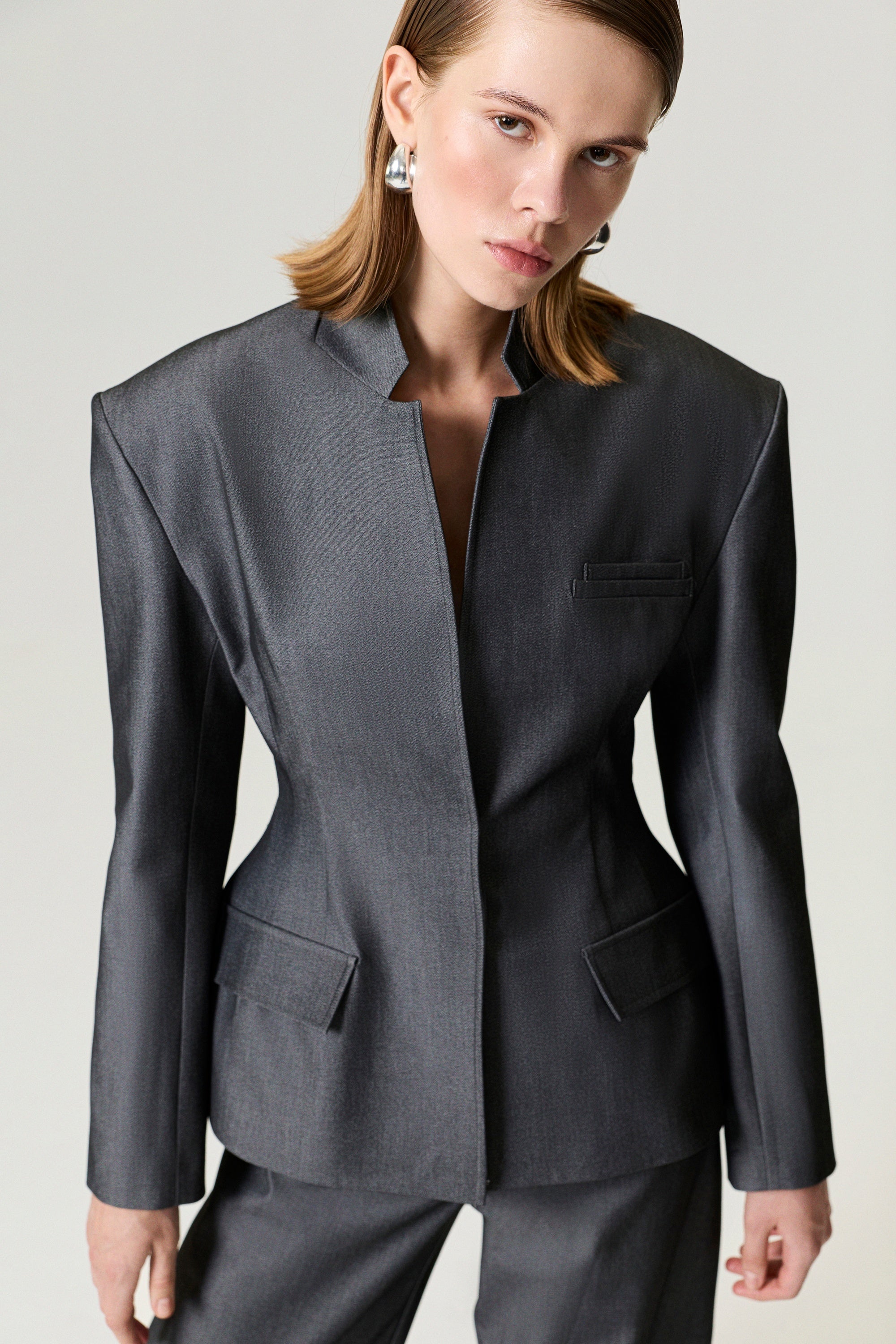 Structured Padded High-Neck Jacket