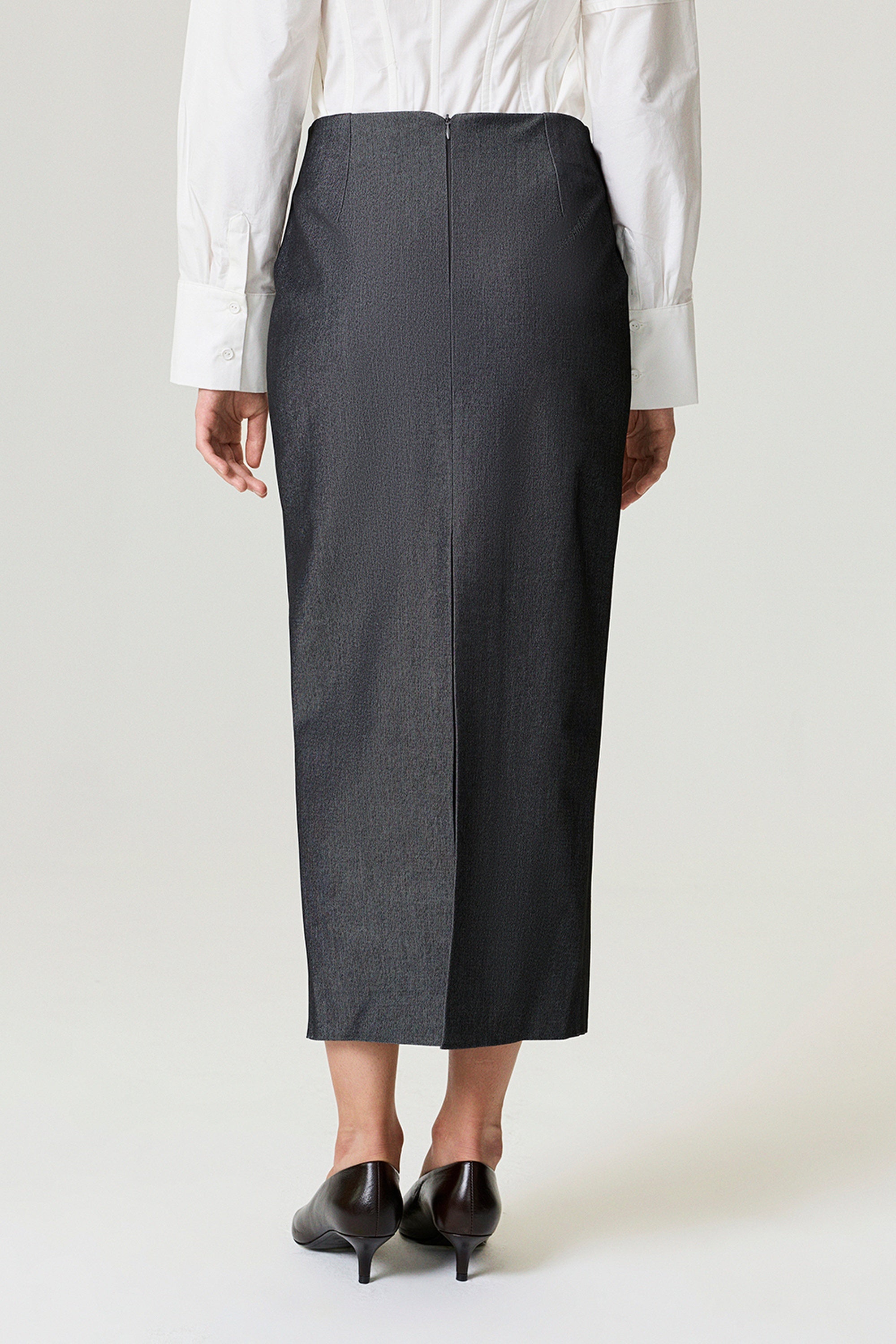 Back Slit Tailored Maxi Skirt