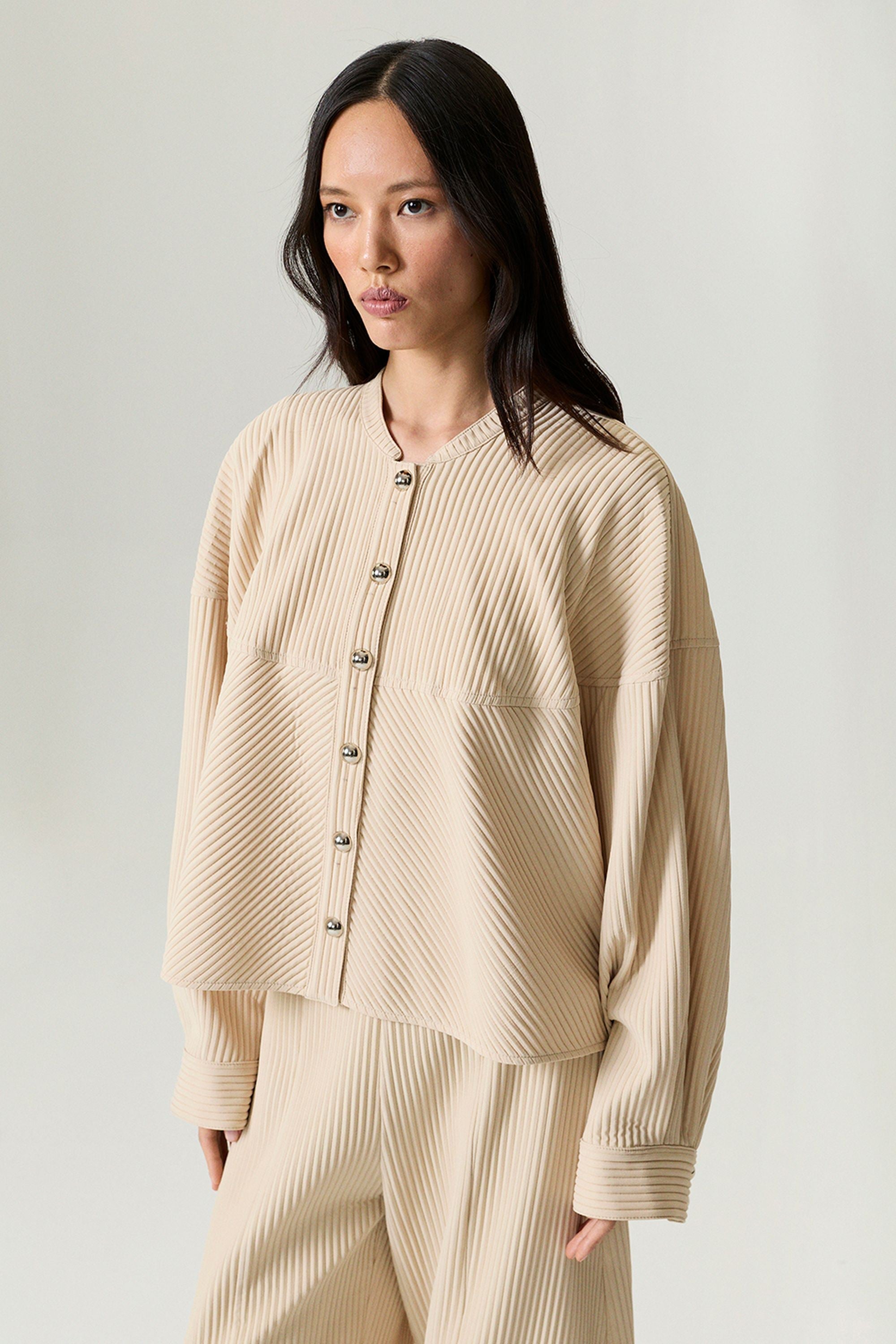 Ribbed Detailed Jacket