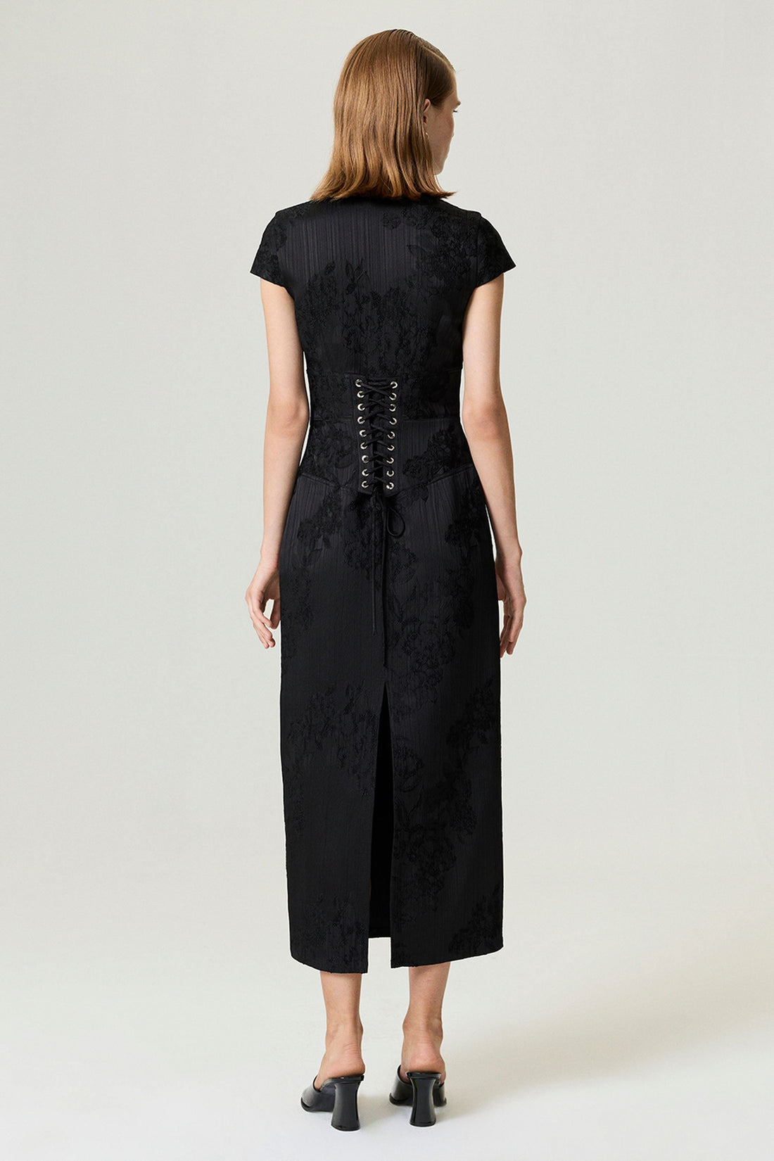 Black Slit Detail Japanese-Inspired Maxi Dress