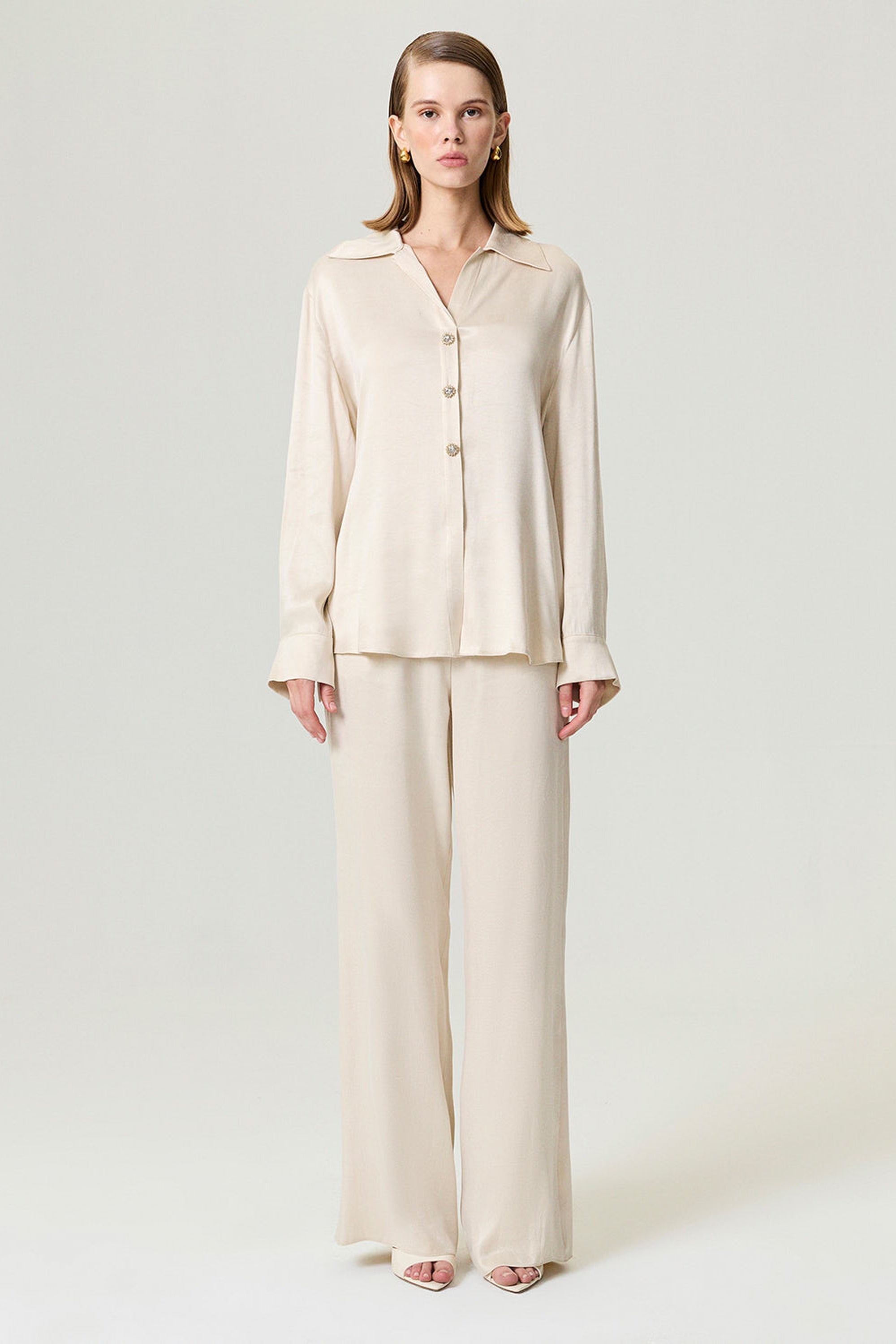 Belted Shirt with Statement Buttons