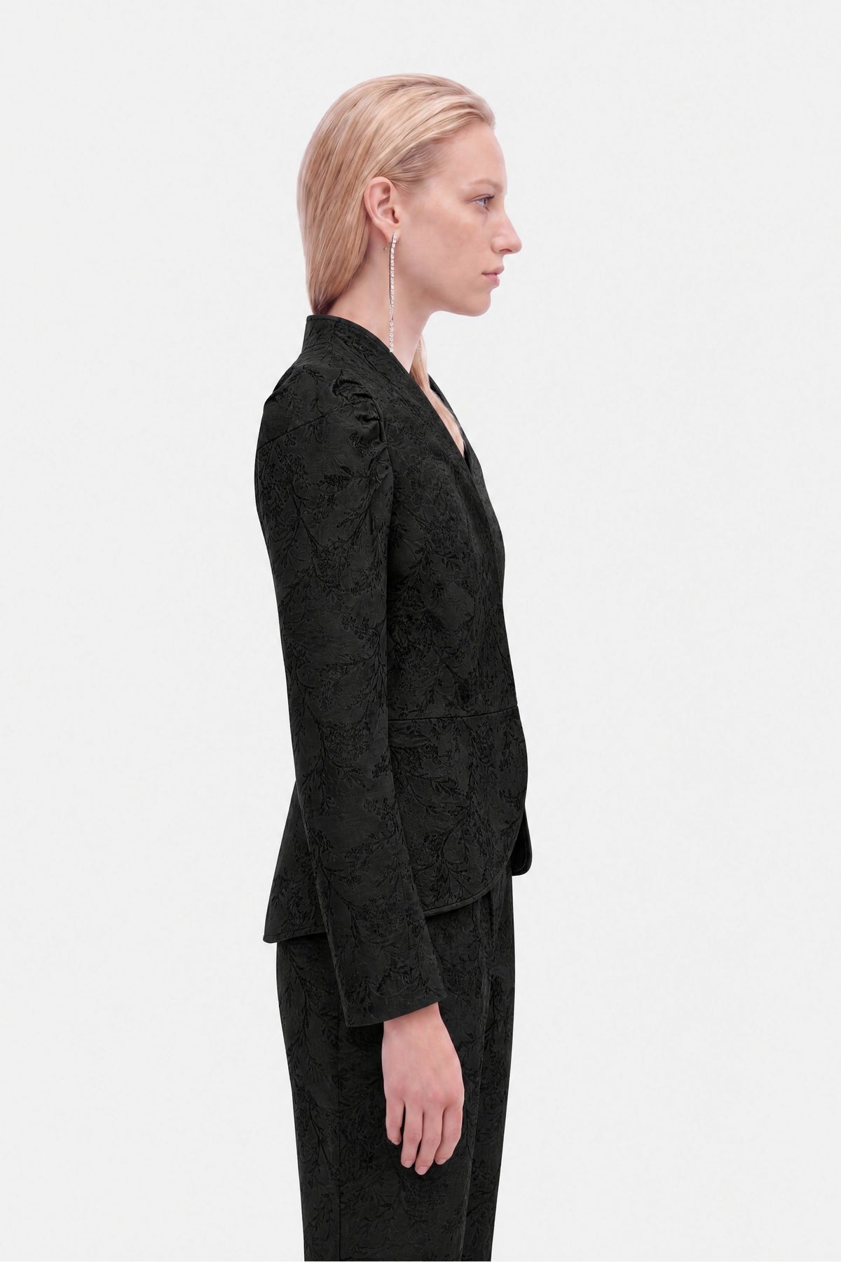 Jacquard Balloon Sleeve Wrap Jacket