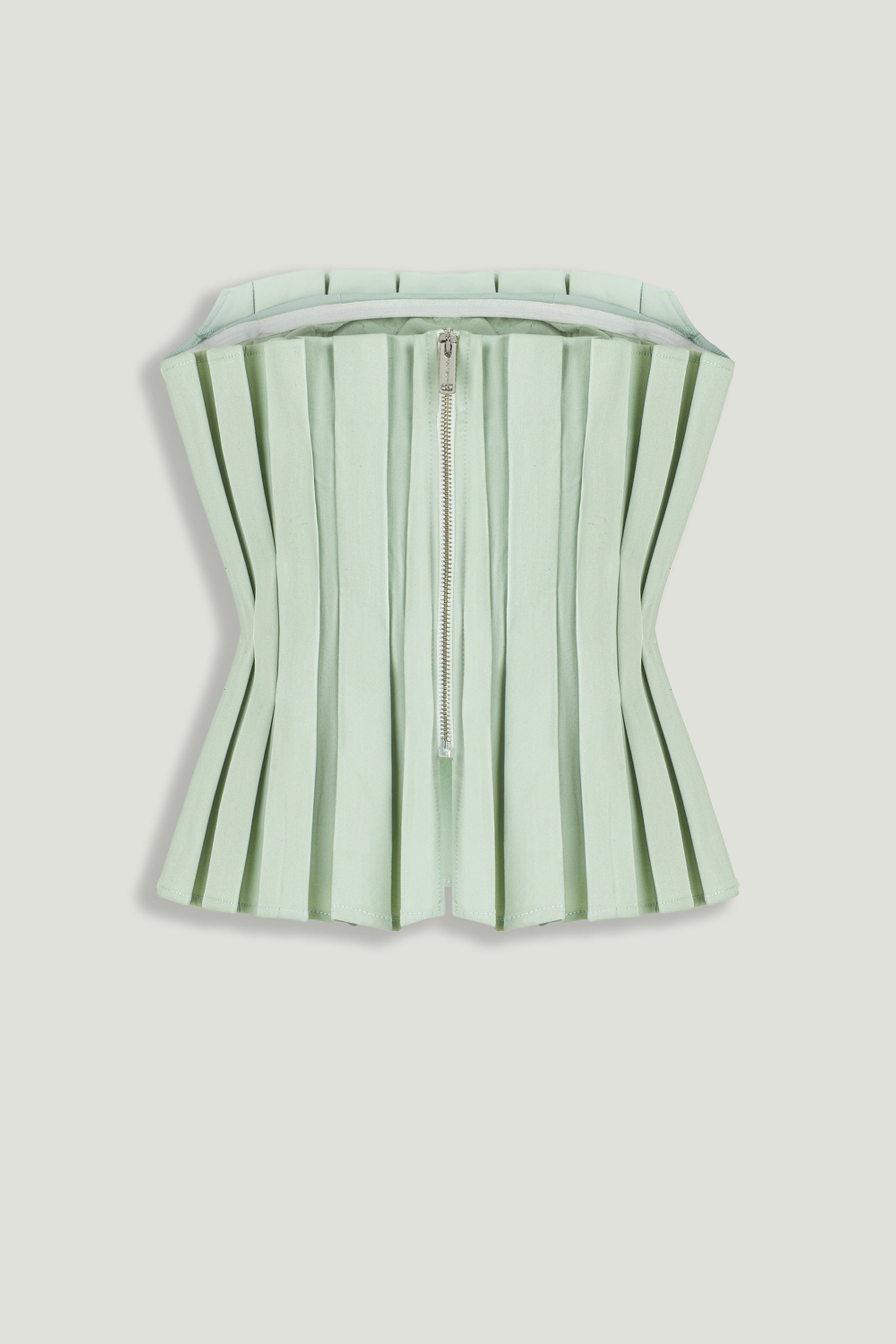 Mint Pleated Strapless Corset Bustier Top