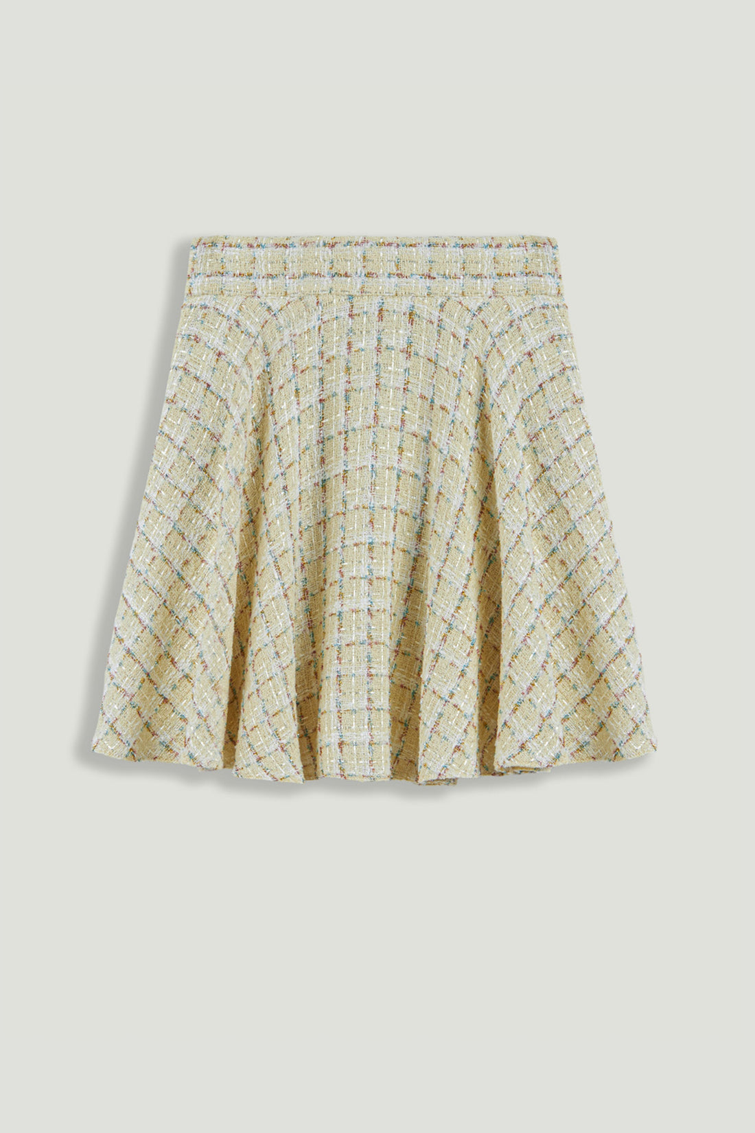 Pleated Frill Tweed Mini Skirt
