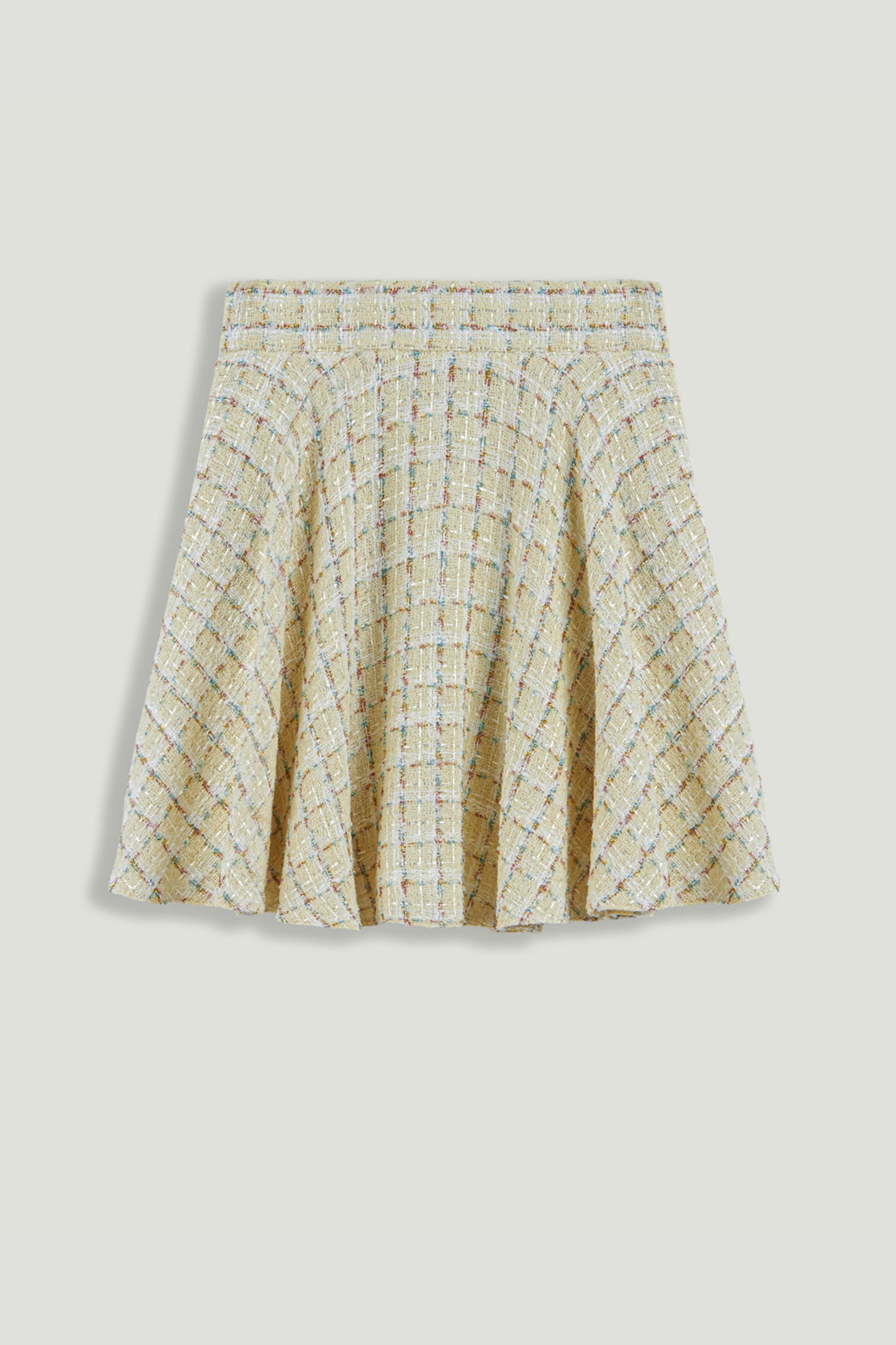Pleated Frill Tweed Mini Skirt