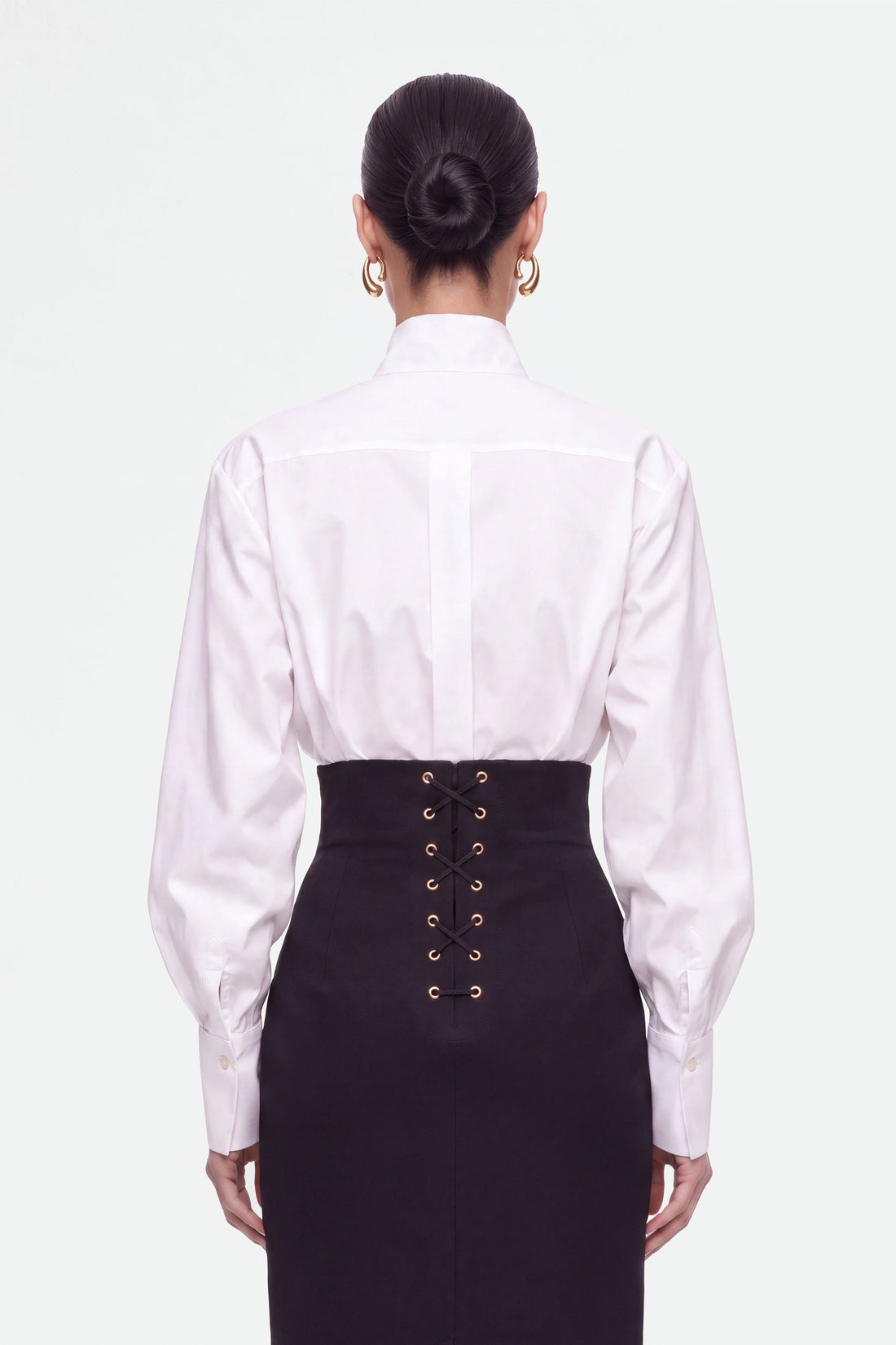 Eyelet-Detail High-Waist Midi Skirt