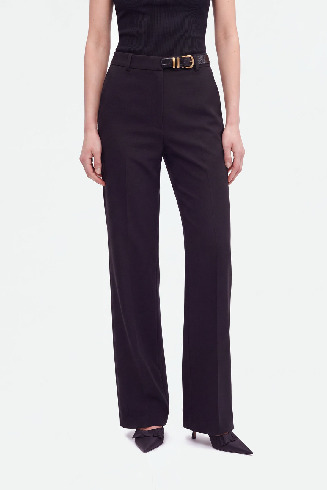Belted Straight-Leg Trousers