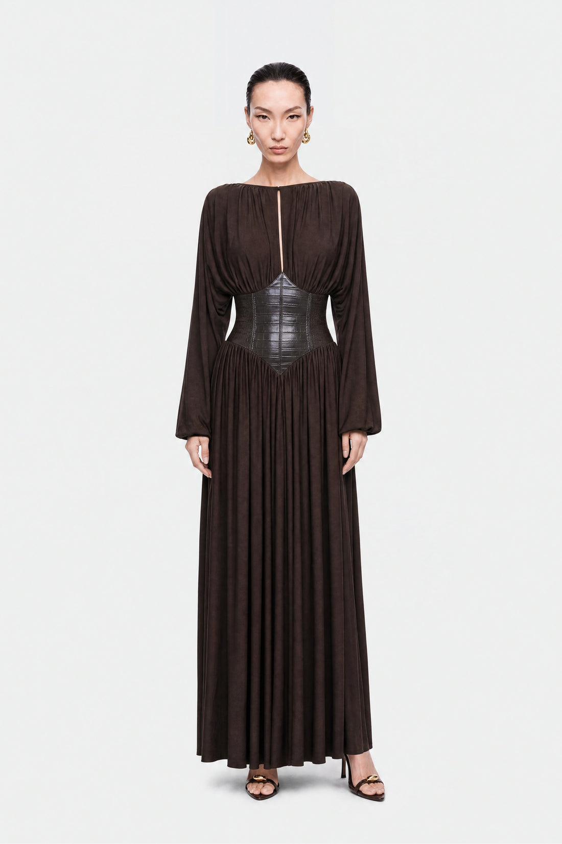 Leather Corset Maxi Dress