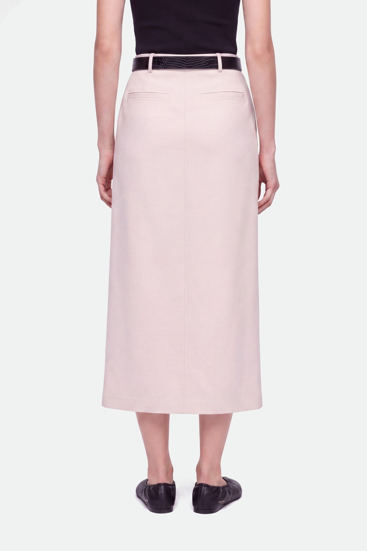 Belted Front-Slit Maxi Skirt
