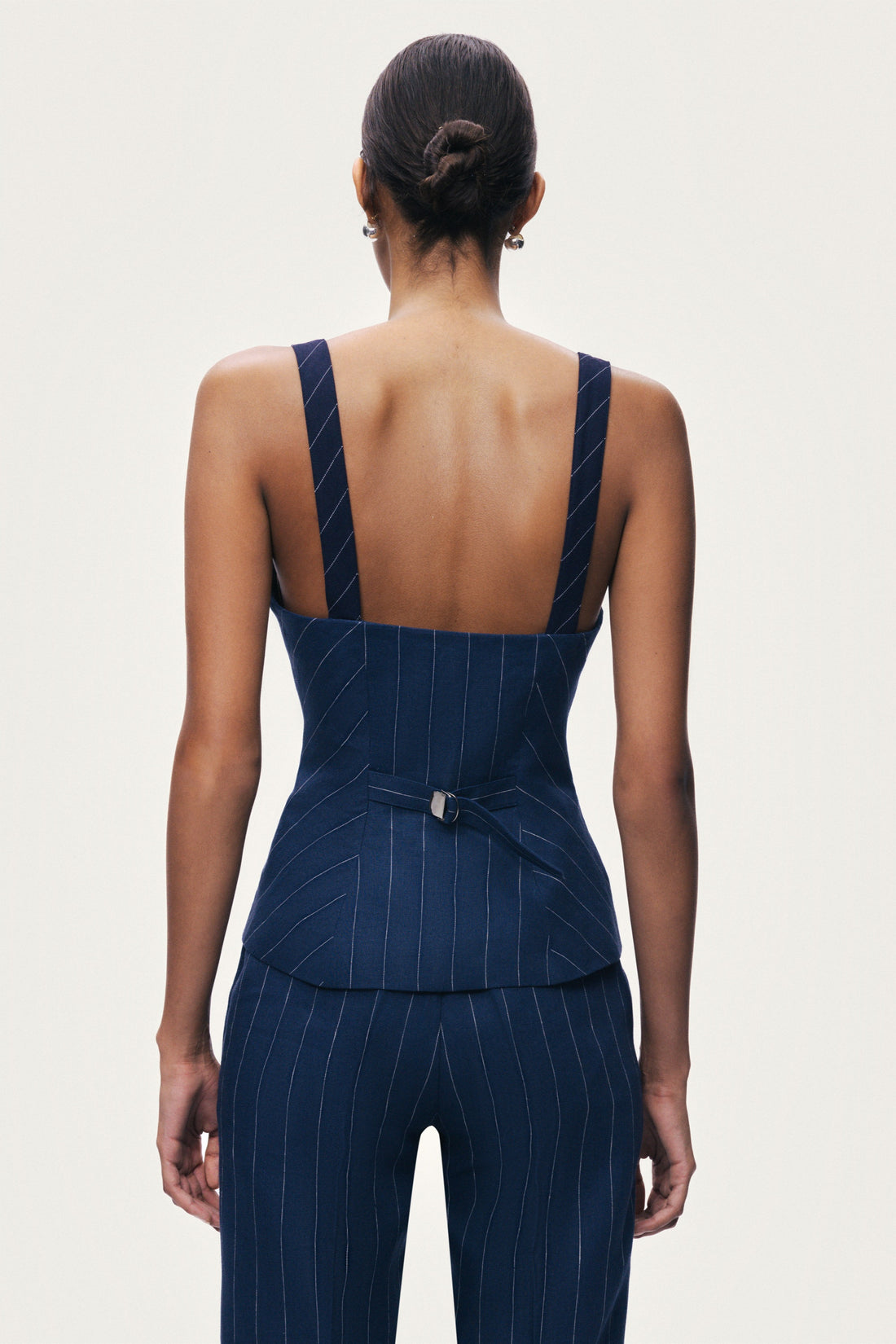 Navy Pinstripe Corset Bustier Top