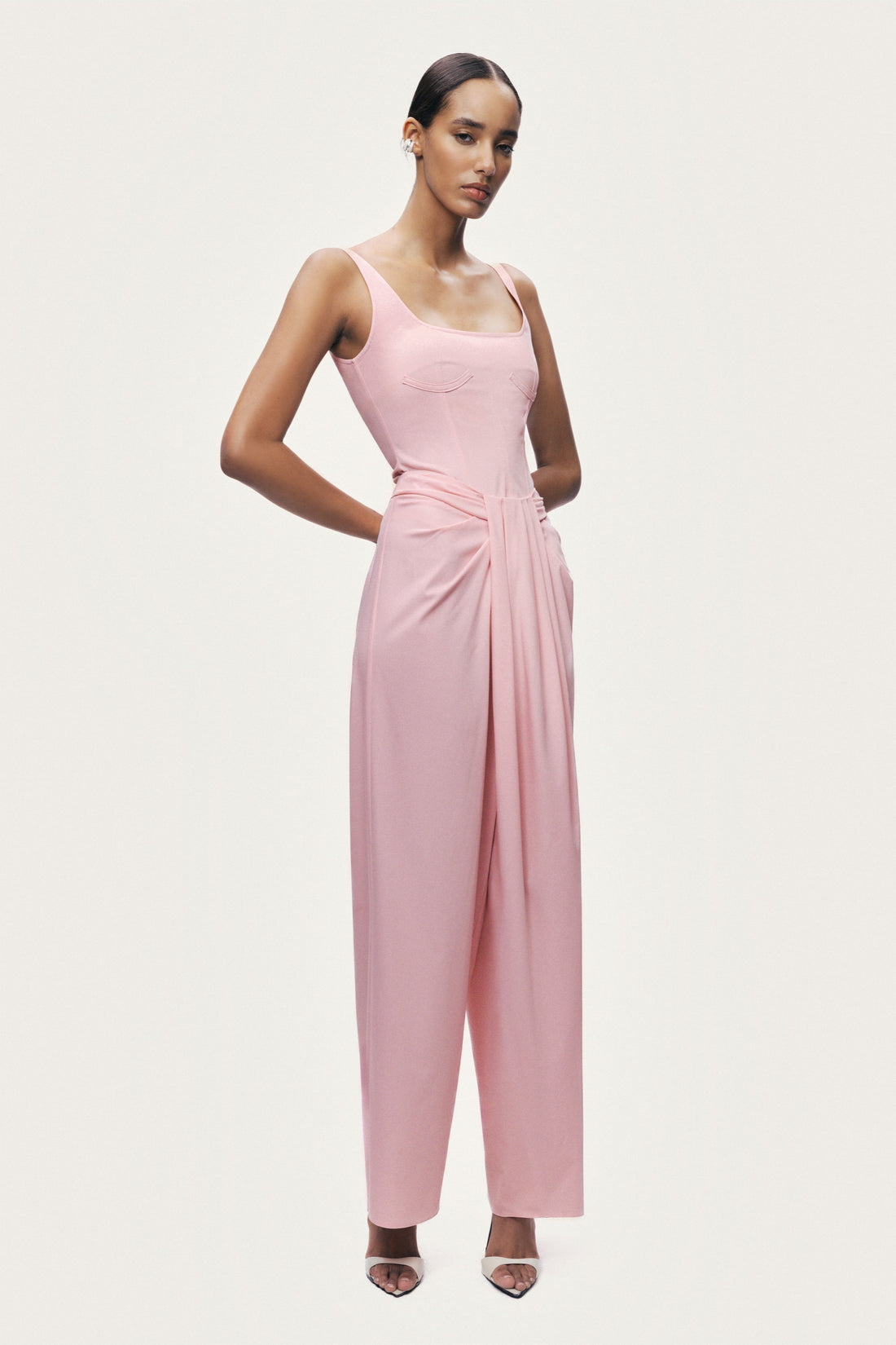 Pleated Detail Wide-Leg Trouser
