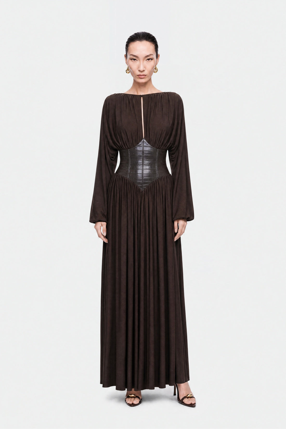 Leather Corset Maxi Dress