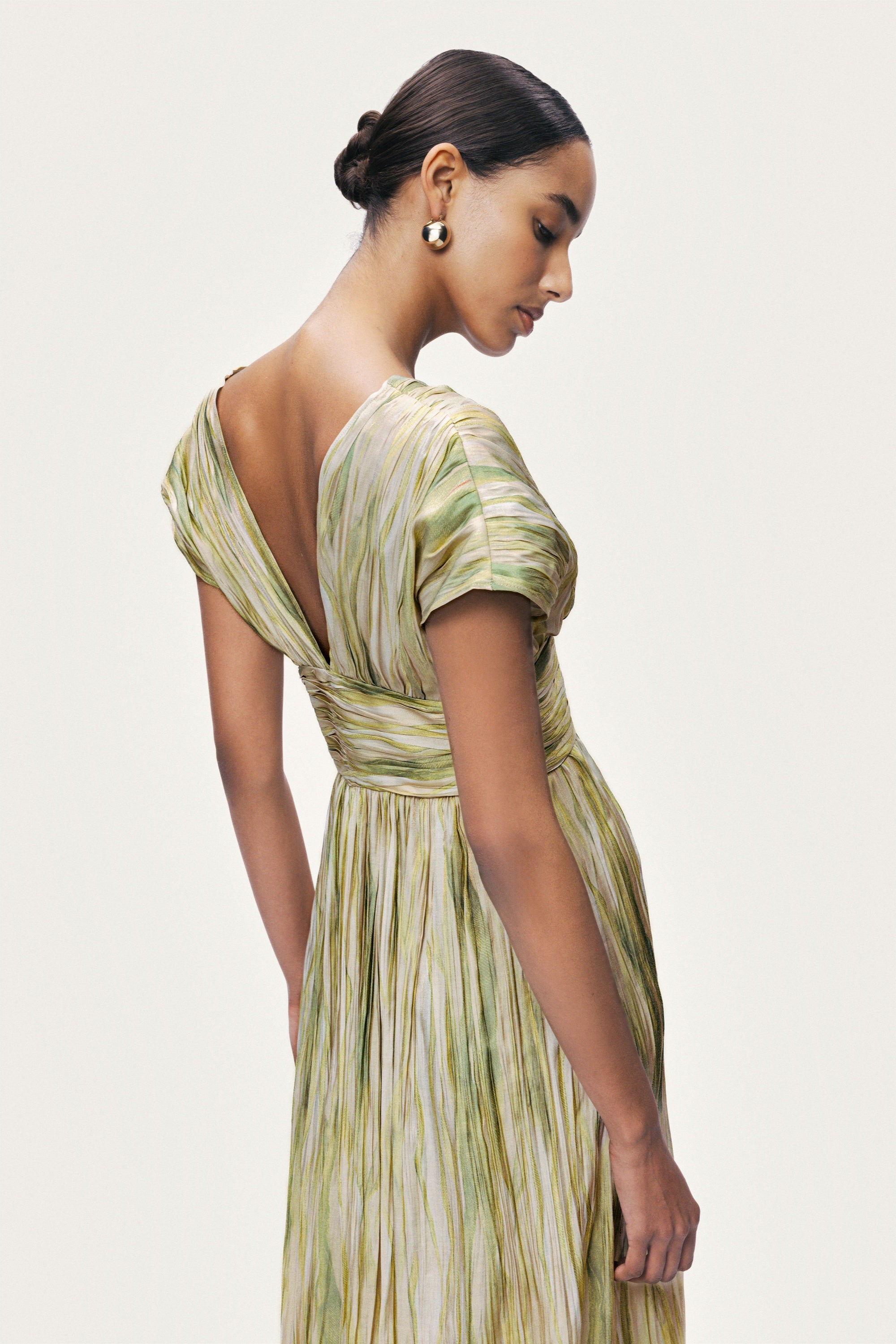 Printed Wrap Midi Dress