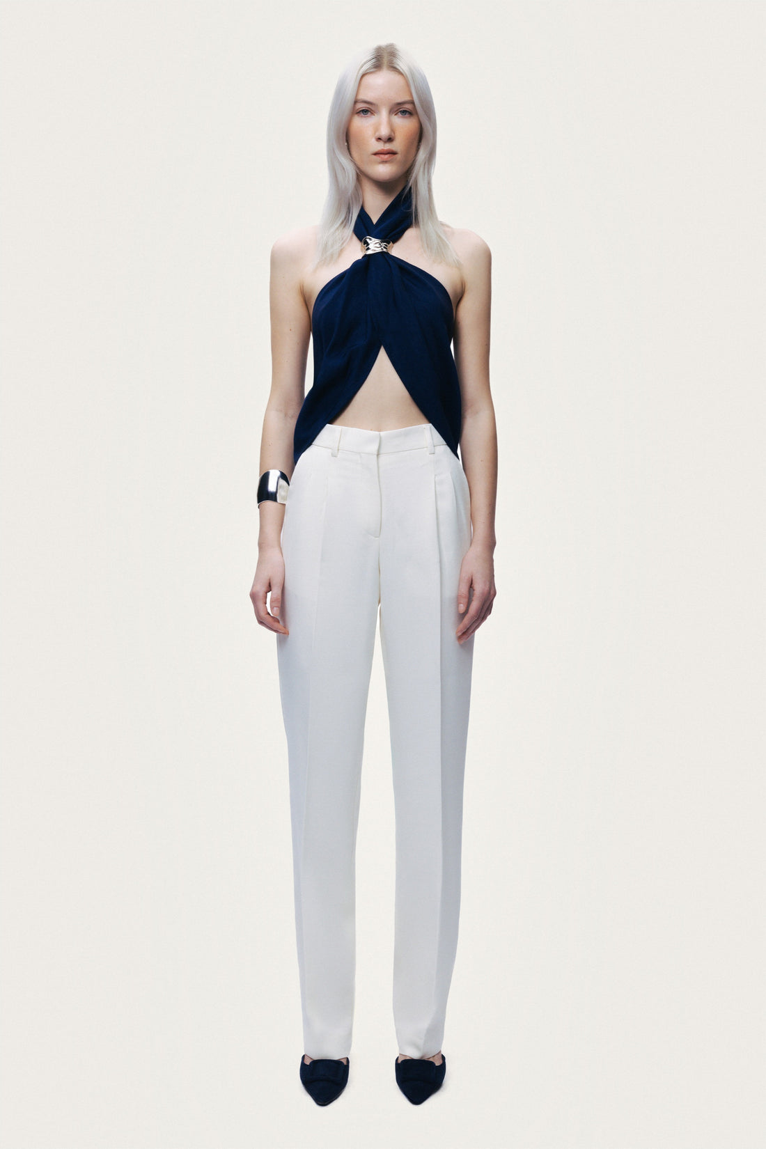 Neck-Tie Accessory Detail Backless Bustier